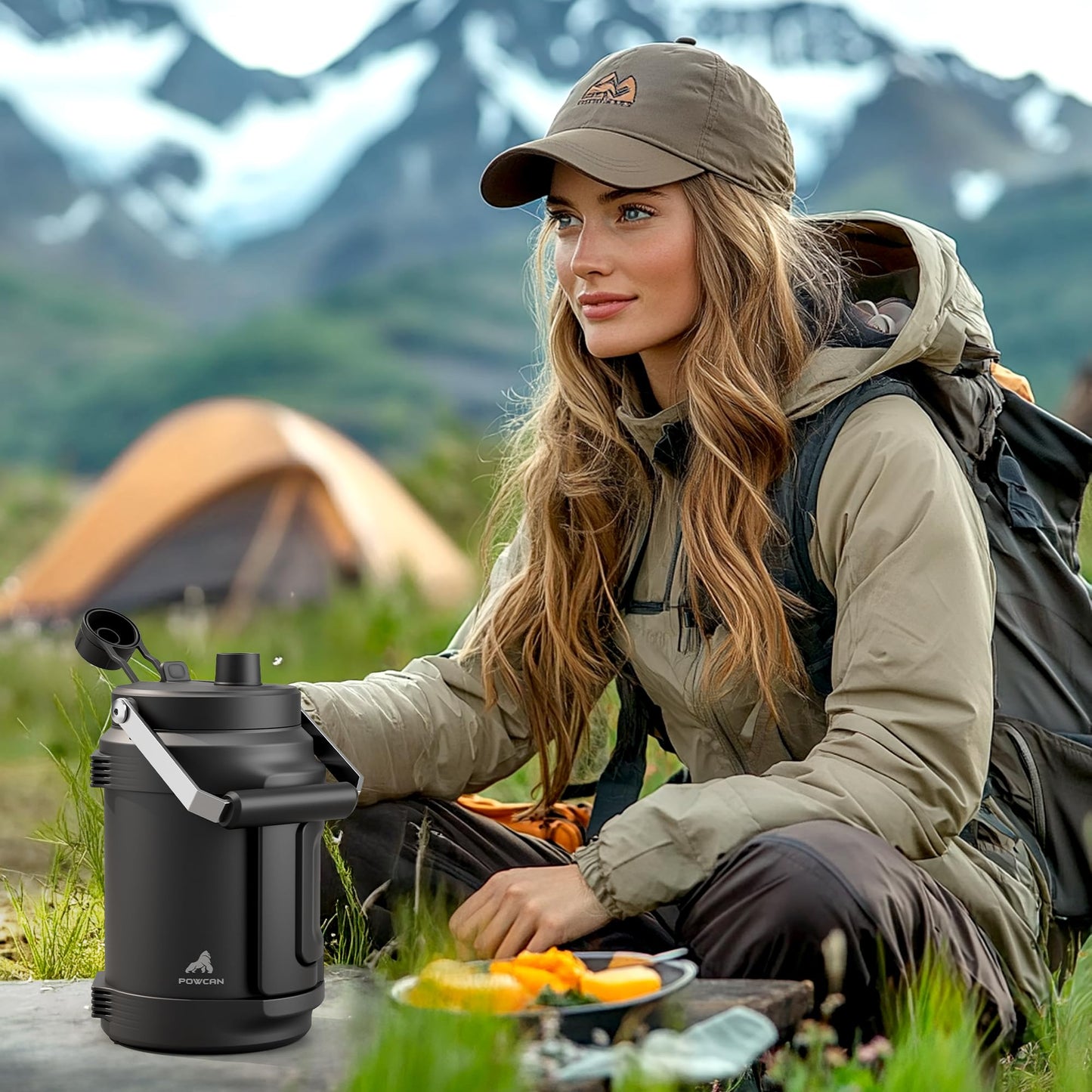 1 Gallon Insulated Water Bottle for Travel: 2-in-1 Straw Spout Lid, Dual Handle, Leakproof, Keep Cold 48H, 128oz Stainless Steel Water Jug for Gym, Biking, Road Trip, Work, Home, Picnic (Midnight)