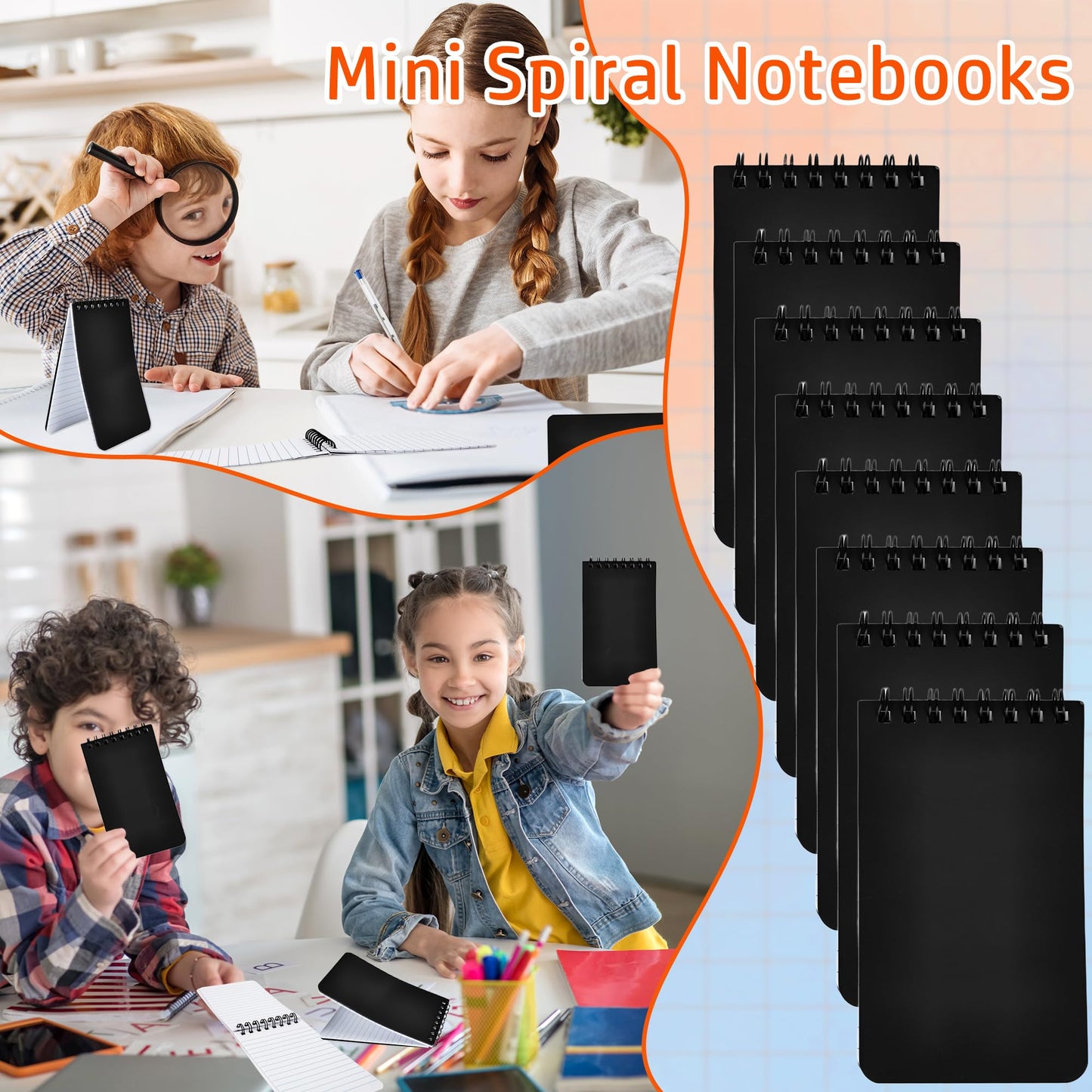 Spaluck 80 Pcs Mini Spiral Notebooks Bulk Black Pocket Notepads 3 x 5 Inch 60 Sheets/120 Pages Small Spiral Notepads for Kids School Classroom Office