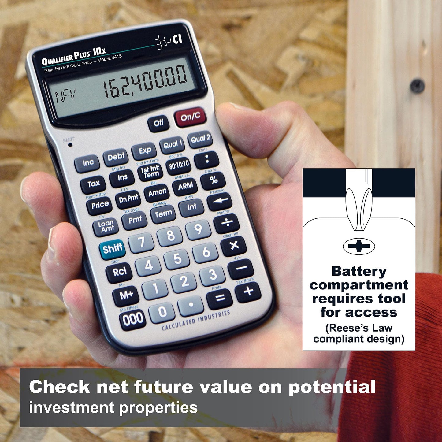 Calculated Industries 3415 Qualifier Plus IIIx Advanced Real Estate Mortgage Finance Calculator | Simple Operation | Buyer Pre-Qualifying | Solves Payments, Amortization, ARMs, Combos, FHA, VA, More