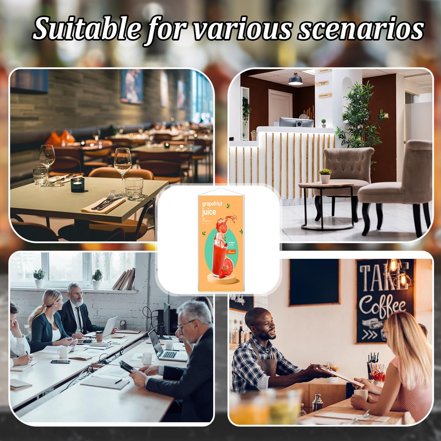 LemonSecret 4 Pack Acrylic Table Tent Sign Holder, Clear Three Sided Display Stand for Menu Flyer Promotion, Countertop Desktop Use in Restaurant Retail Office (4 x 9 Inch)