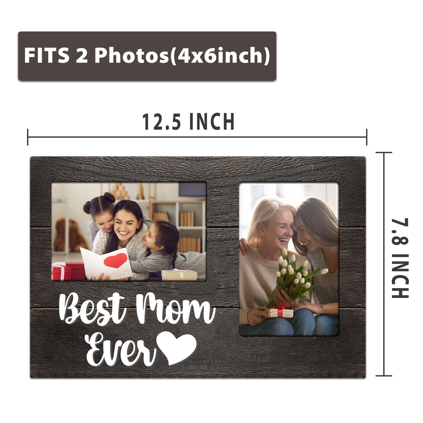 JNDJE Gifts for Mom, Mothers Day Mom Gift from Daughters 3D Photo Frame Hold 4x6 Inches Two Photos, Picture Frames Present