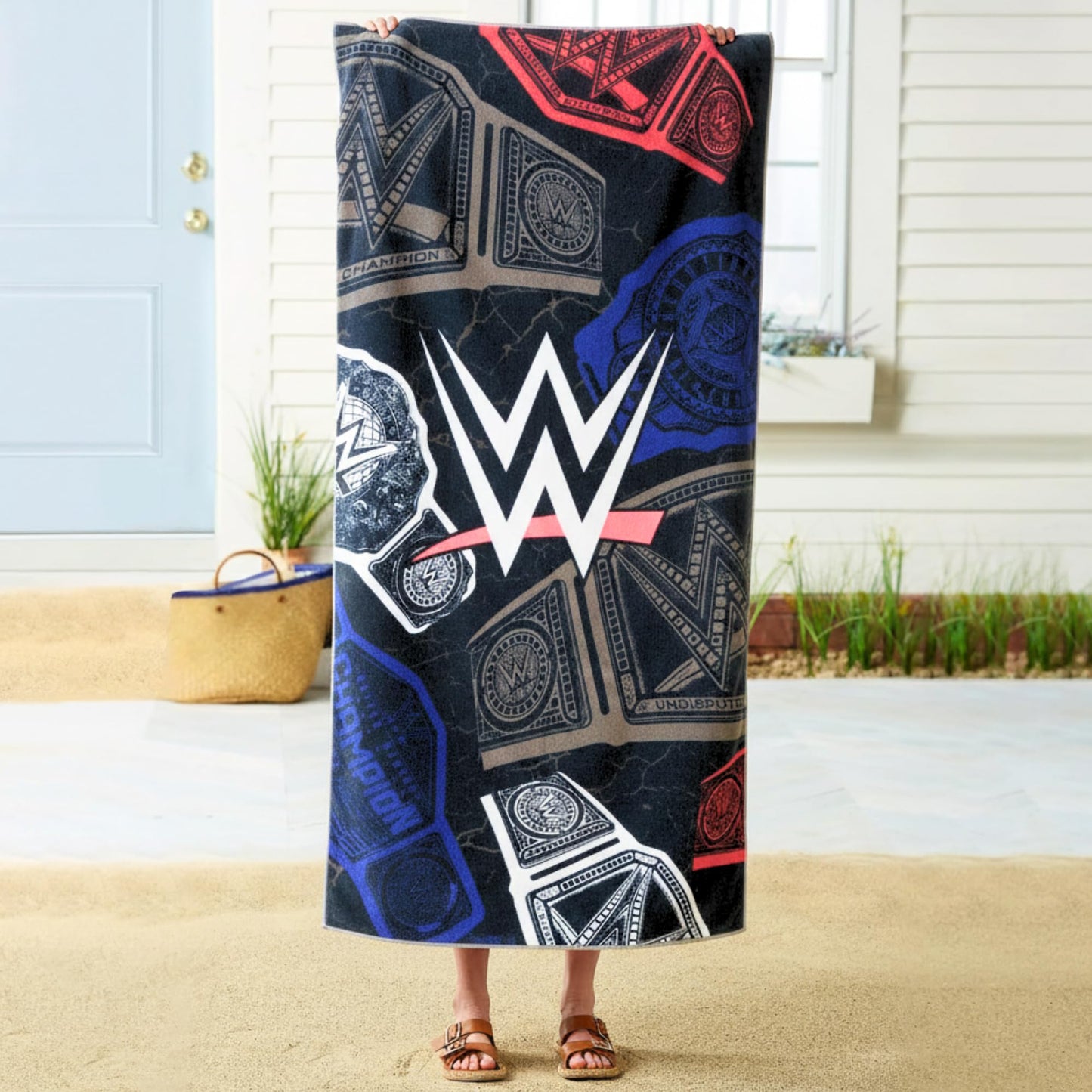 WWE Wrestling Oversized Cotton Beach Towel, 30 x 60 Inch Large Soft & Absorbent Pool, Bath & Beach Towel (100% Officially Licensed Product) by Franco Collectibles