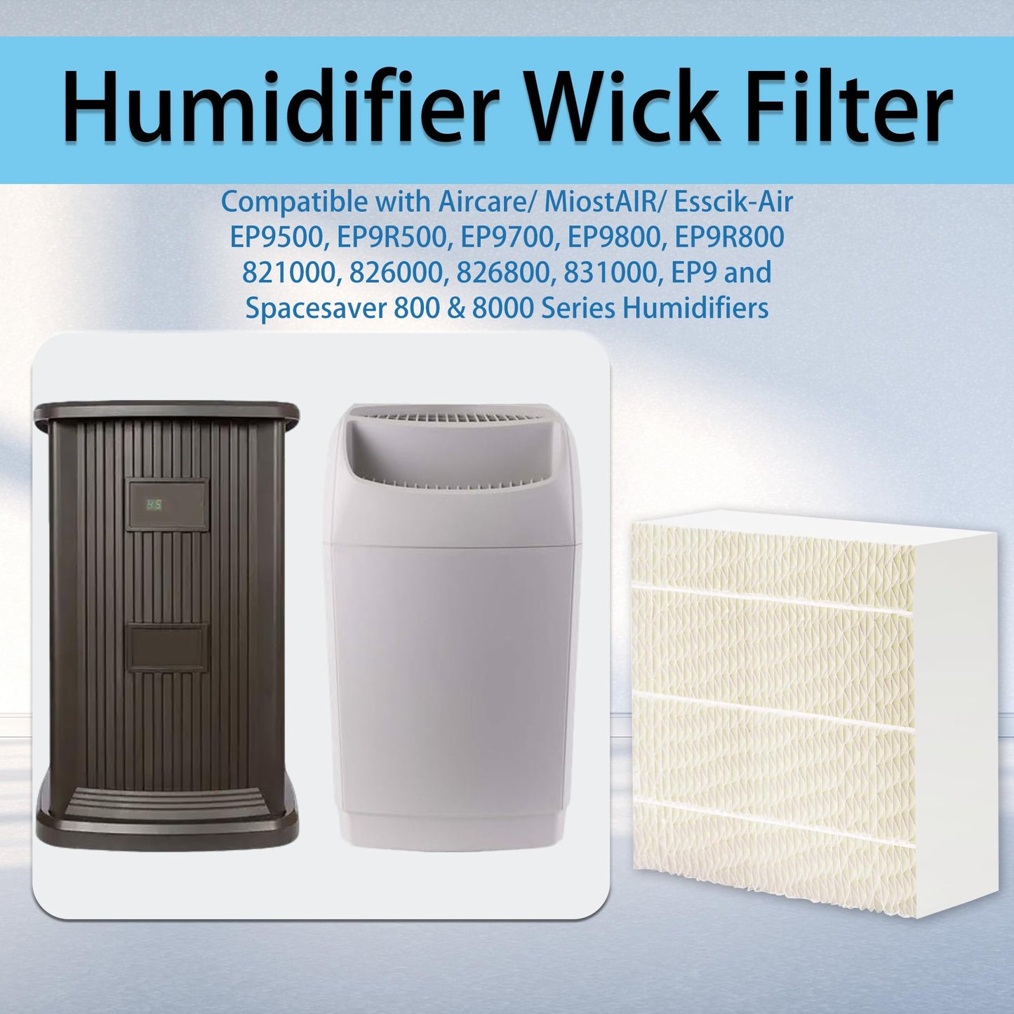 2 Pack 1043 Replacement Super Wick Filter | for Aircare/ MiostAIR/ Esscik-Air EP9500, EP9R500, EP9700, EP9800, EP9R800, 821000, 826000, 826800, 831000, EP9 and Spacesaver 800 & 8000 Series Humidifiers