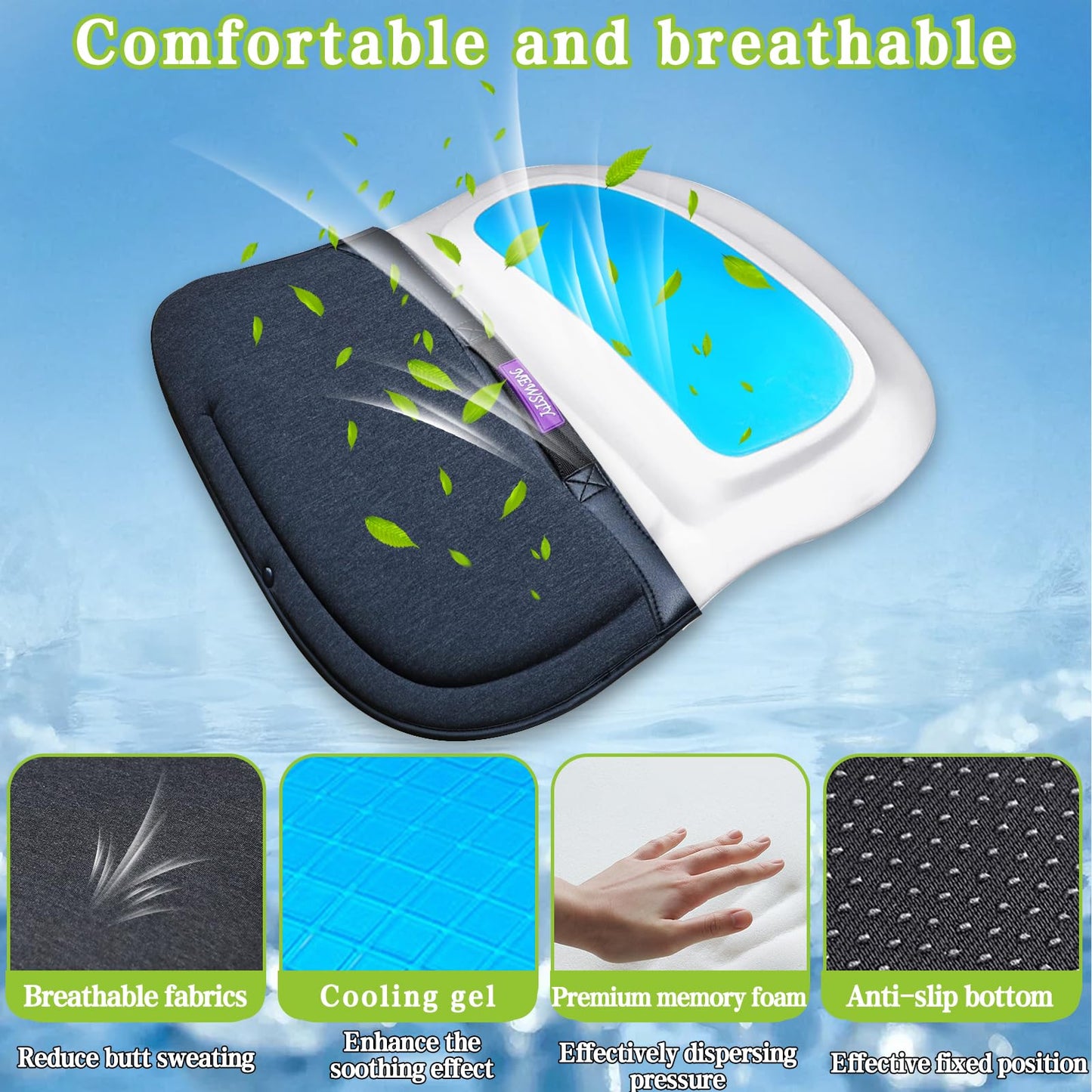 Newsty Gel Seat Cushion Orthopedic Lightweight Folding Seat Cushion for Car/Chair/Train/Airplane/Stadium Seat