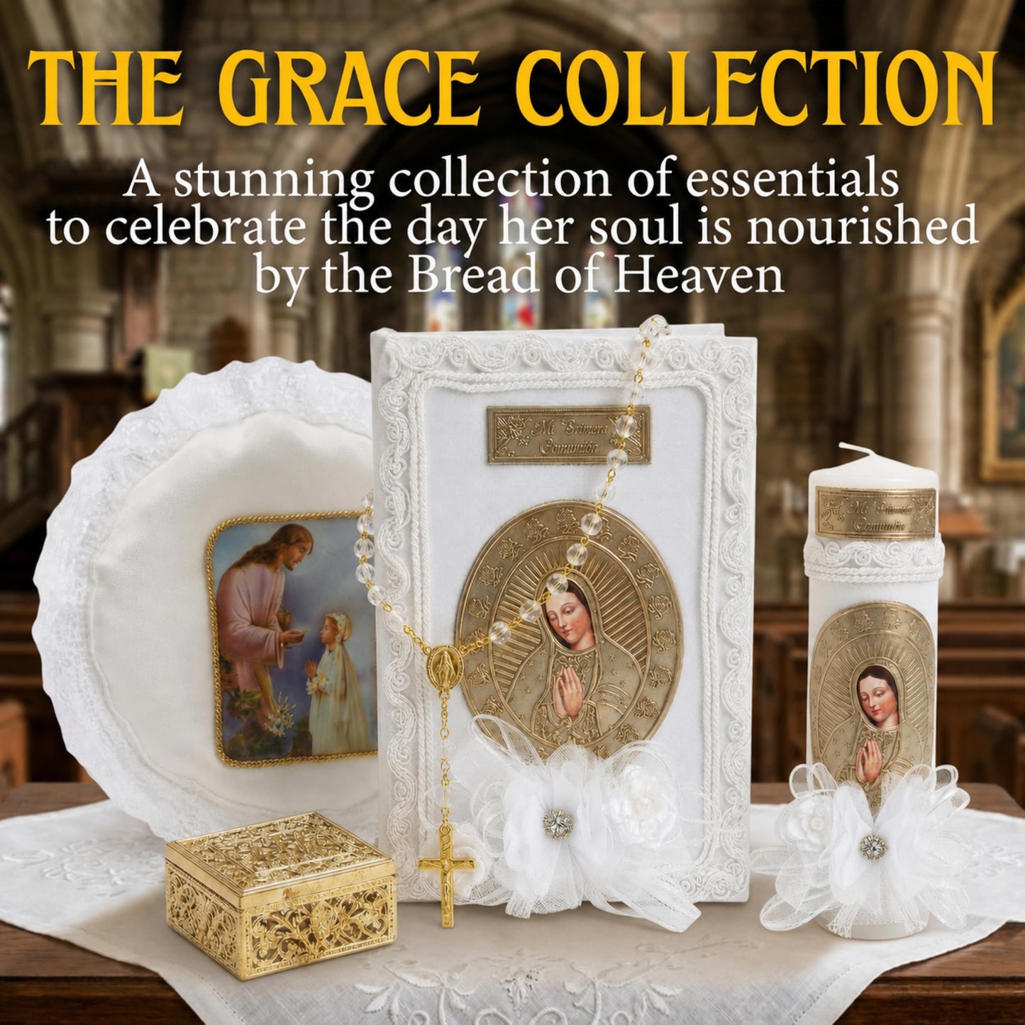 First Communion Bible and Candle Set in Spanish - Biblia y Vela de Primera comunión para niña - Vela para Primera comunion niña - First Communion Candle Set for Girl - recuerdos de Primera comunion