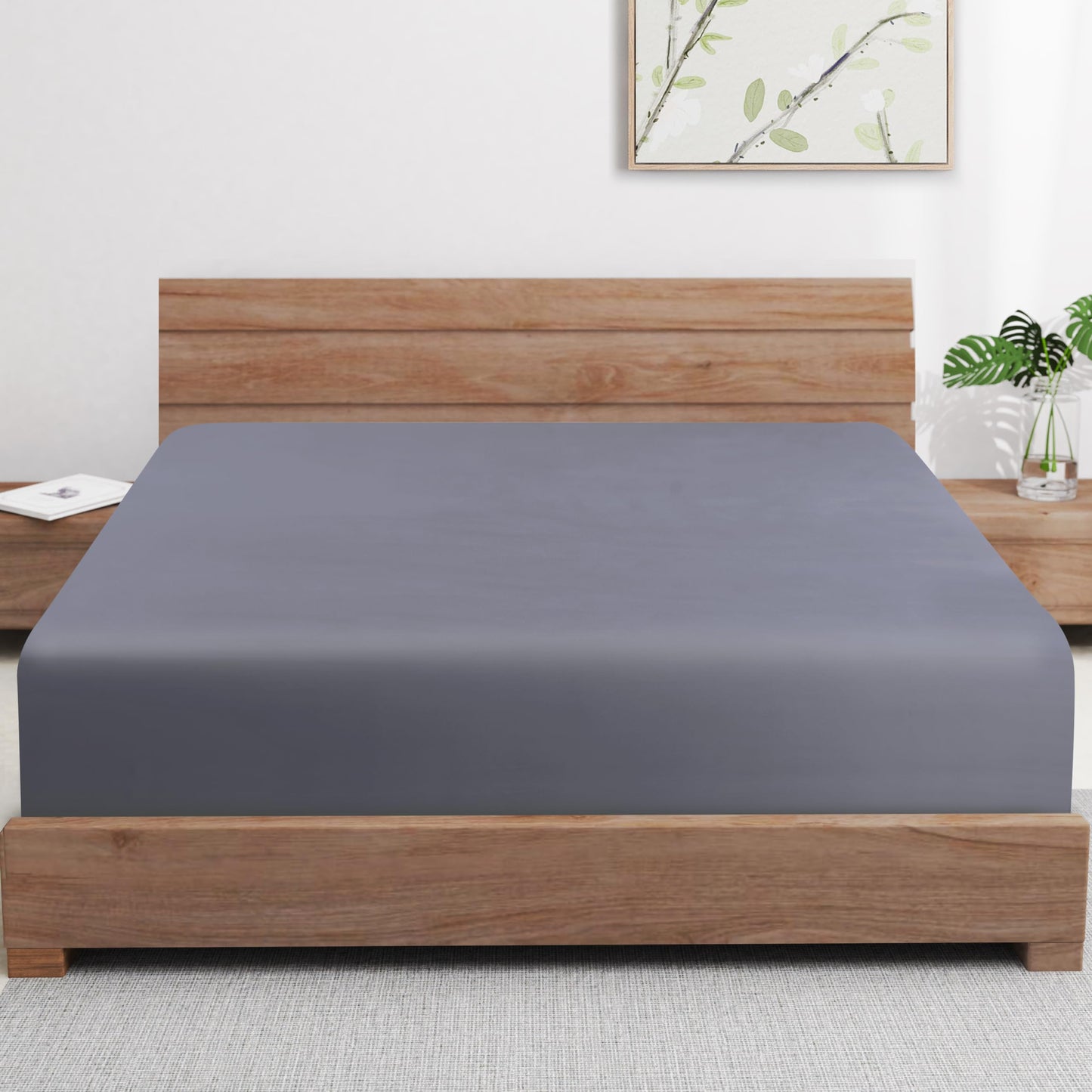 Bamboo Viscose Cooling Fitted Sheet King Size Only, 400 Thread Count, 16" Deep Pocket Cooling Bottom Sheets for Hot Sleeper, Silky Soft Breathable (King, Dark Grey