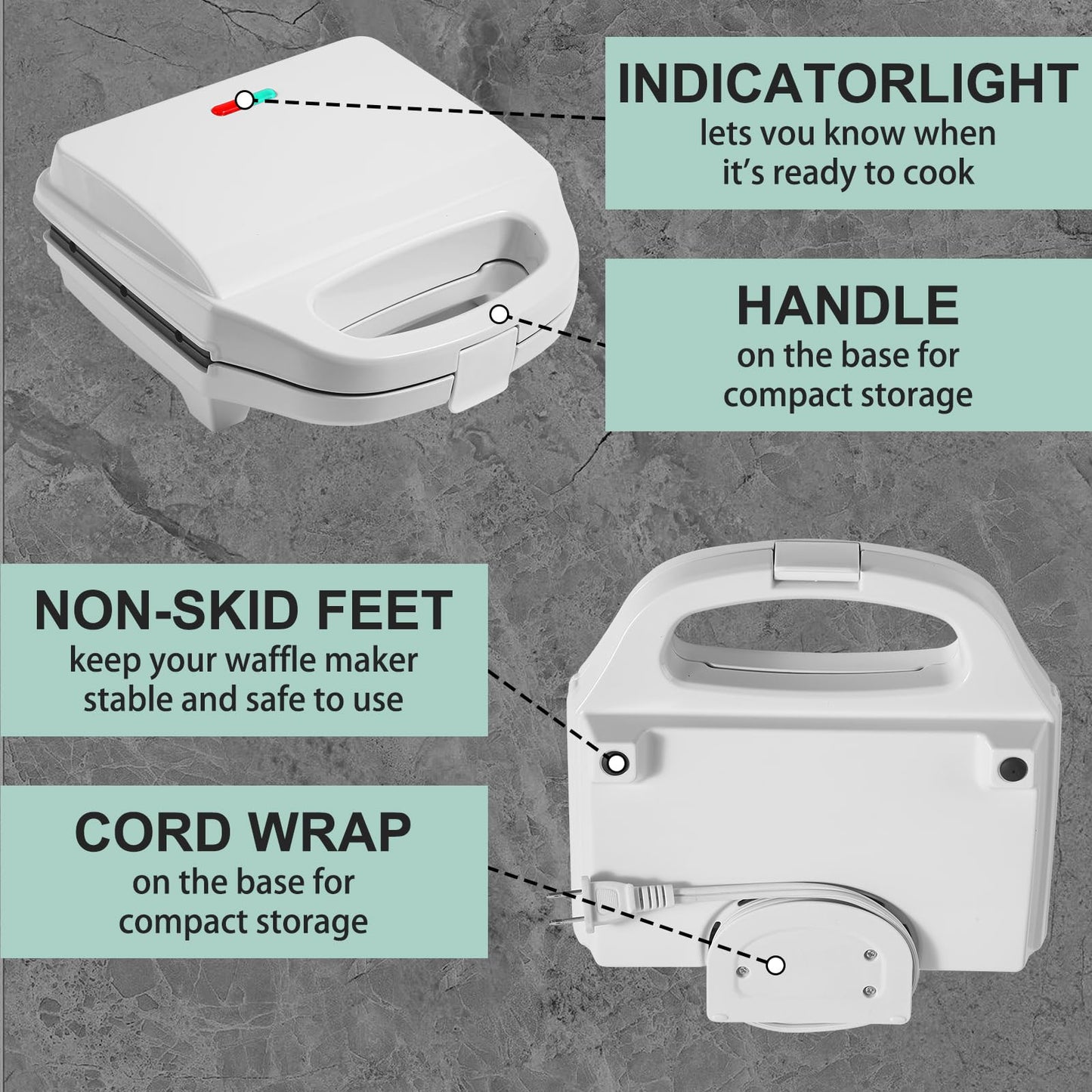 Corn Dog Waffle Maker, Hot Dog Waffle Machine with Non-stick Coating Plate, Hot Dog Maker Toaster Make 6 Corn Dogs, Corn Dog Waffle Machine Make Corn Dog in Minutes, Easy to Clean, White