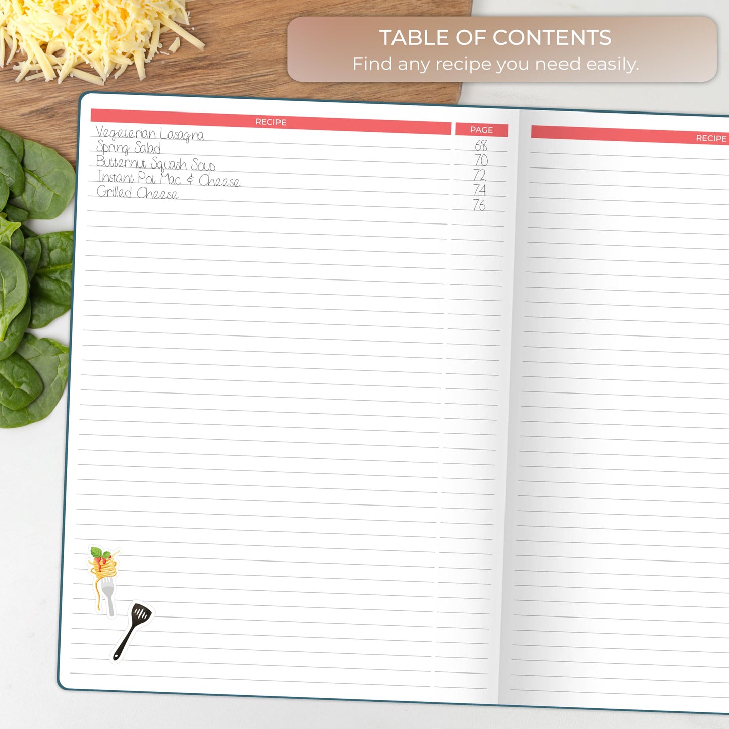 Clever Fox Recipe Book – Make Your Own Family Cookbook – Blank Recipe Notebook Organizer – Empty Cooking Journal to Write In Recipes – Large Size, 8.5”x11.2”, Hardcover, Dark Teal