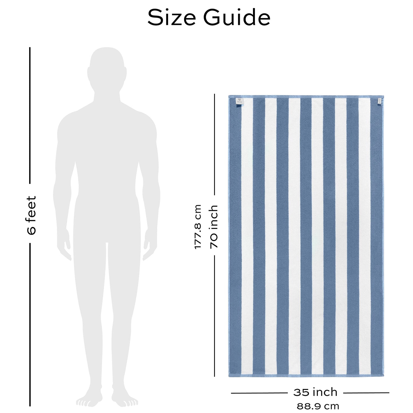 White Classic Beach Towels Oversized Cabana Stripe Cotton Bath Towel Large - Luxury Plush Thick Hotel Swim Pool Towels for Adults Super Absorbent Quick Dry - 35x70 Light Blue [2 Pack]