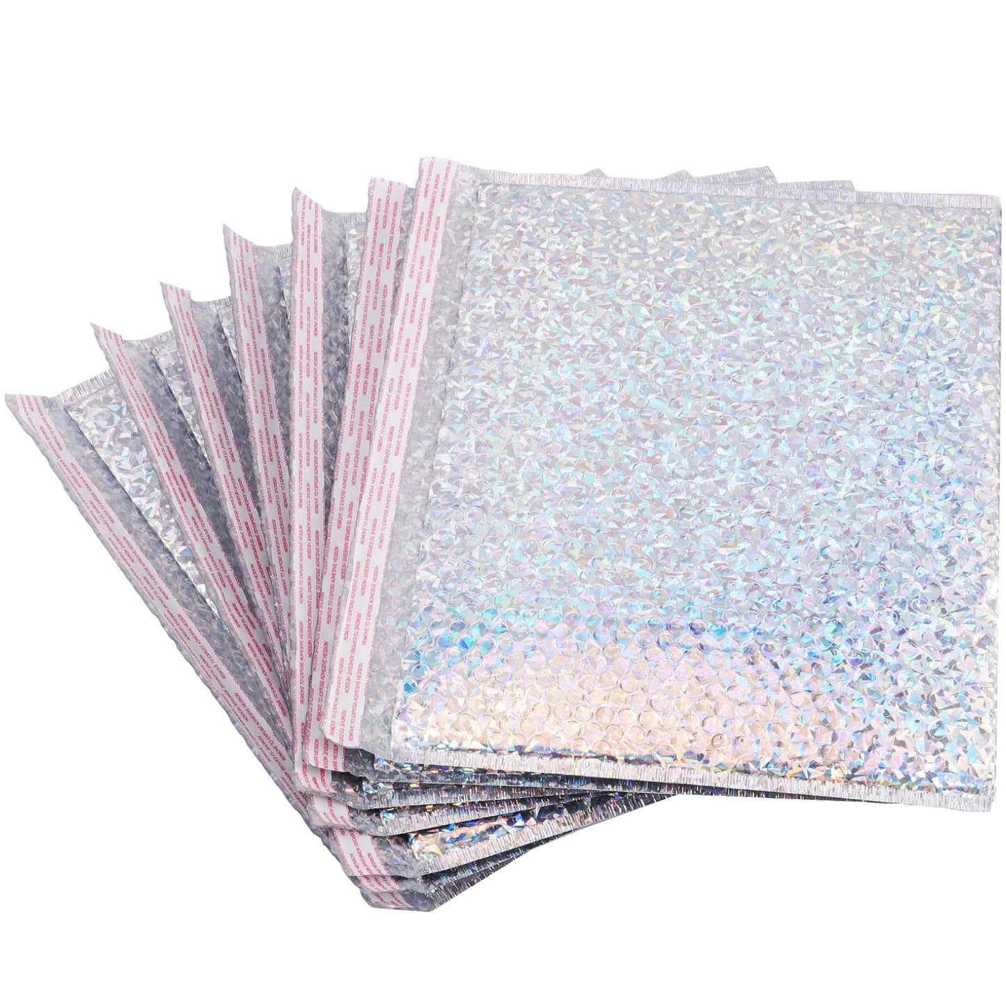 KOHAND 30 PCS Holographic Bubble Mailers 15.7 x 11.8 Inch, Silver Padded Envelopes Self Sealing Metallic Bubble Lined Adhesive Cushion Envelopes for Shipping, Mailing