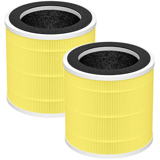 2 Pack PX500 Pet Care Replacement Filter for Purivortex PX500 Air Purifier, 3-in-1 HEPA Replacement Filter, Yellow
