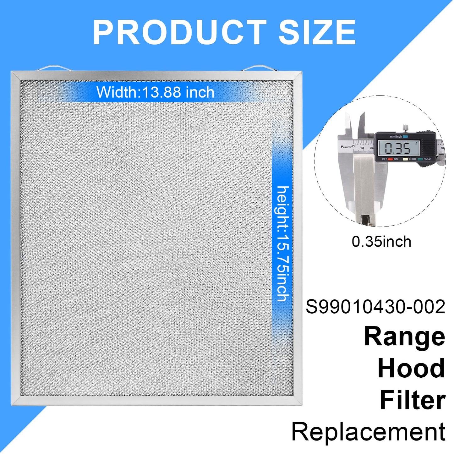 YUEERIO S99010430-002 Range Hood Filter Replacement – 13-7/8'' x 15-3/4" 4512880 Compatible with B.roan N.utone HPF30 Range Hood Filters Pack 2