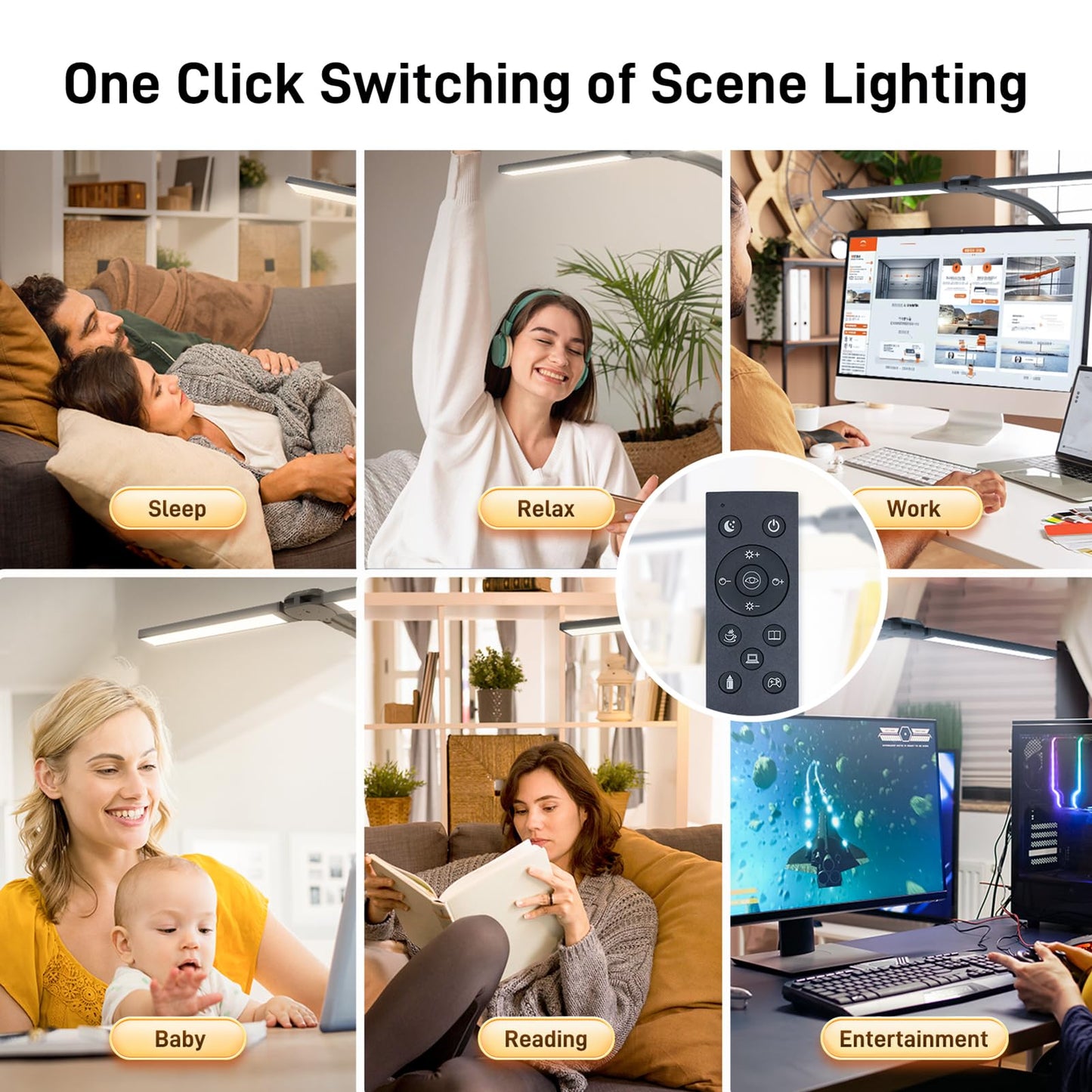 LED Desk Lamp for Home Office, Eye-Caring Desk Light with Clamp, 24W Double Head Architect Task Lamp Stepless Dimming, Flexible Gooseneck Bright Table Lamp for Study Reading Workbench Drafting