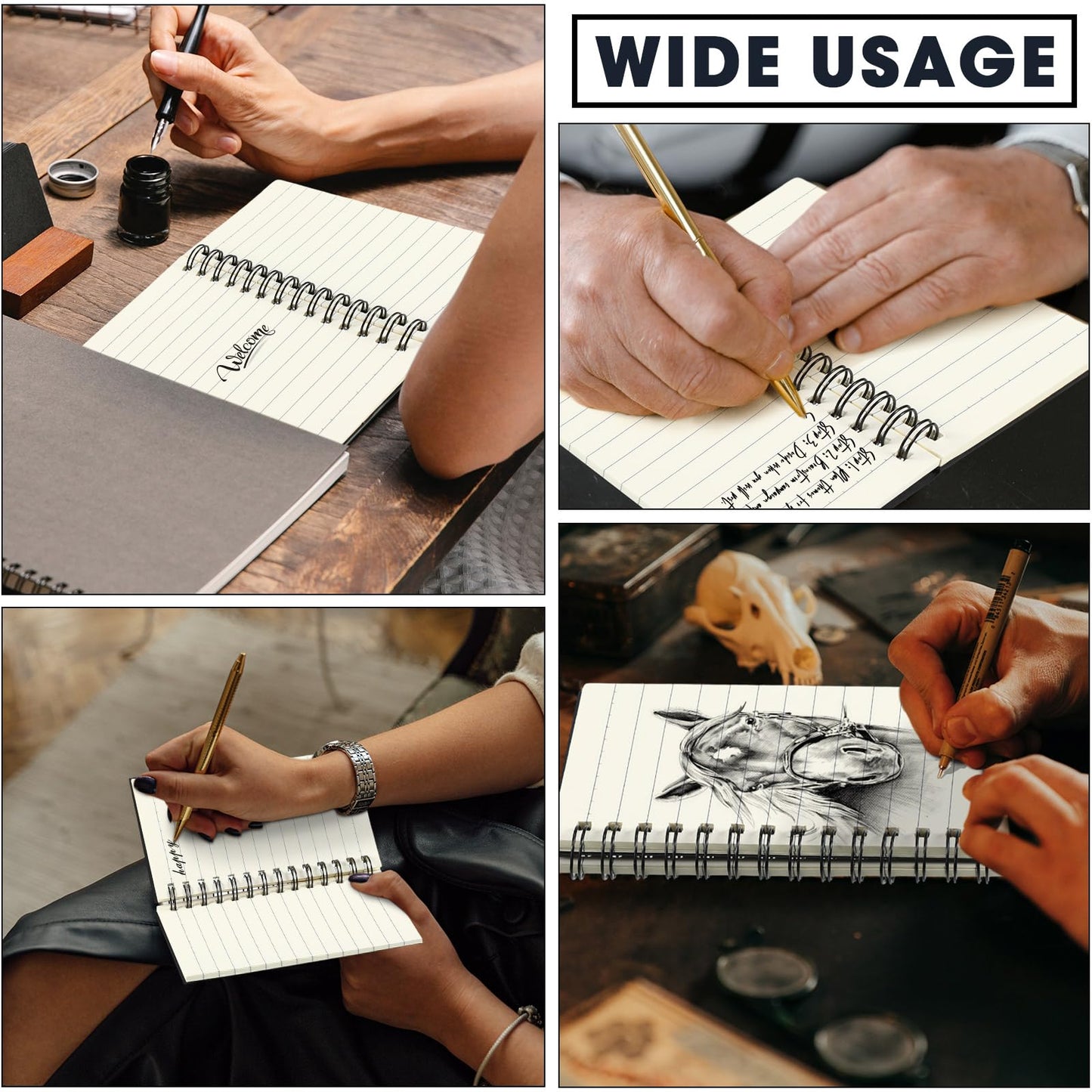 Jutom 54 Pcs Small Spiral Notebooks Memo Pads 3x5 Bulk Small Pocket Notebooks Mini Notepads with Lined Pages Mini Journals for Office School Work Supplies, 120 Pages (Black)
