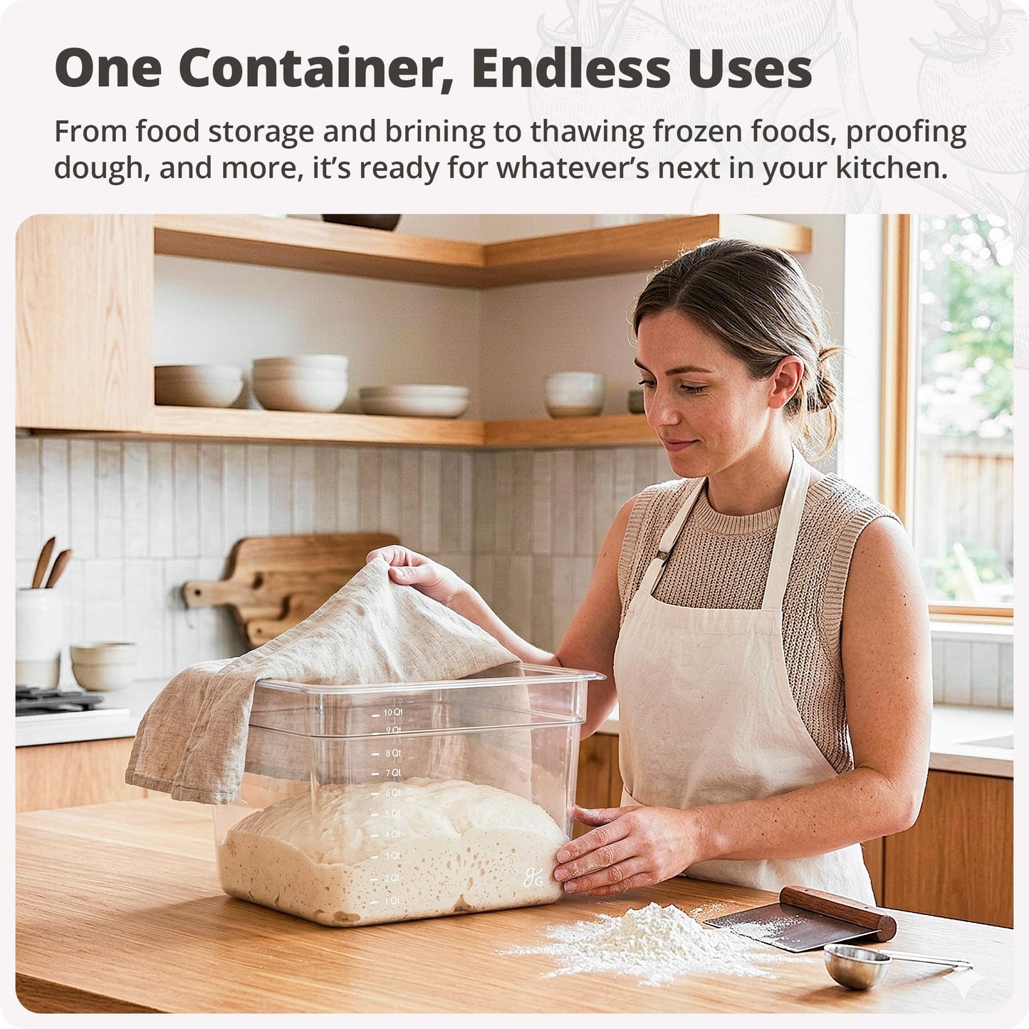 Greater Goods Sous Vide Container 12 Qt with Stainless Steel Rack, Insulation Sleeve, and Lid, (Onyx Black)