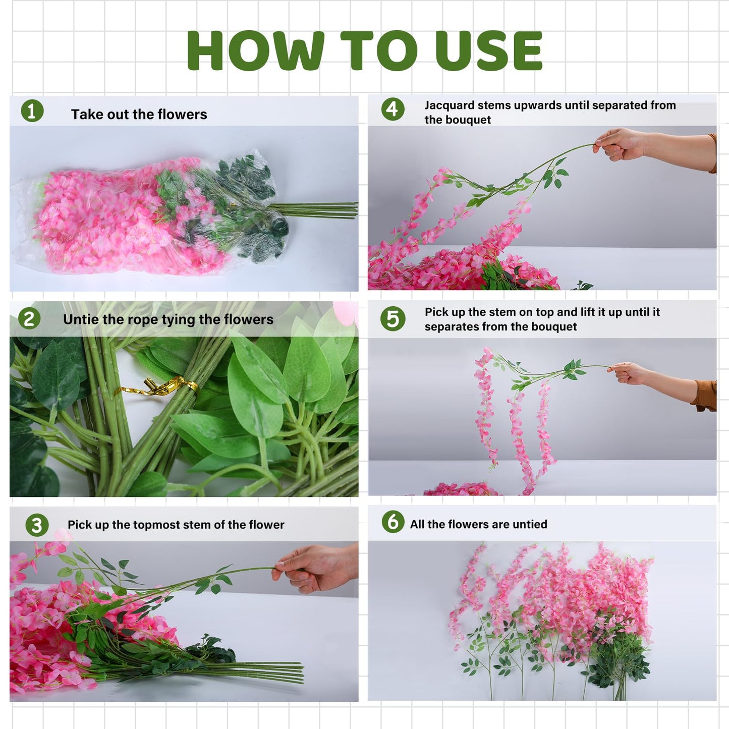 Alotiki Wisteria Hanging Flowers,36 Pack Fake Hanging Flowers Wisteria Artificiales Garland for Home Wedding Arch Floral Party Garden Ceremony Outdoor Decor,3.6 Feet Long(36,Pink)
