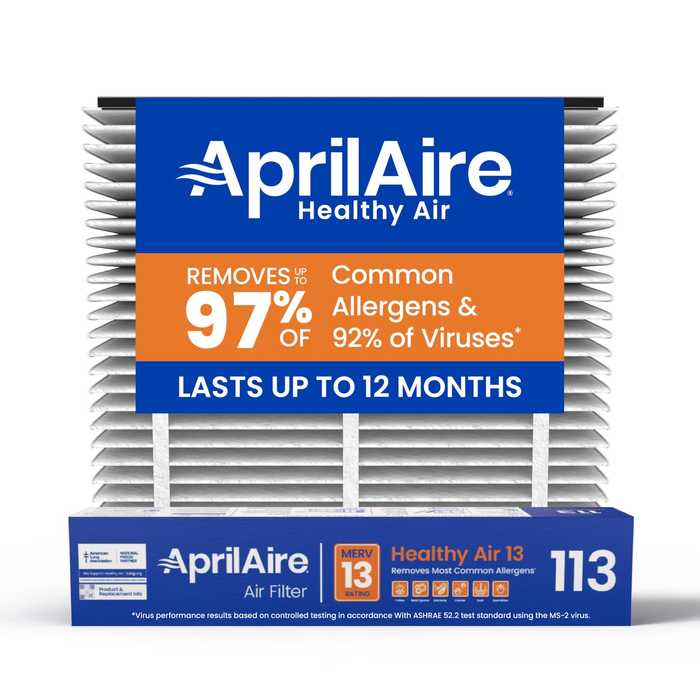 AprilAire 113 Replacement Filter for AprilAire Whole House Air Purifiers - MERV 13, Healthy Home Allergy, 16x20x4 Air Filter (Pack of 1)