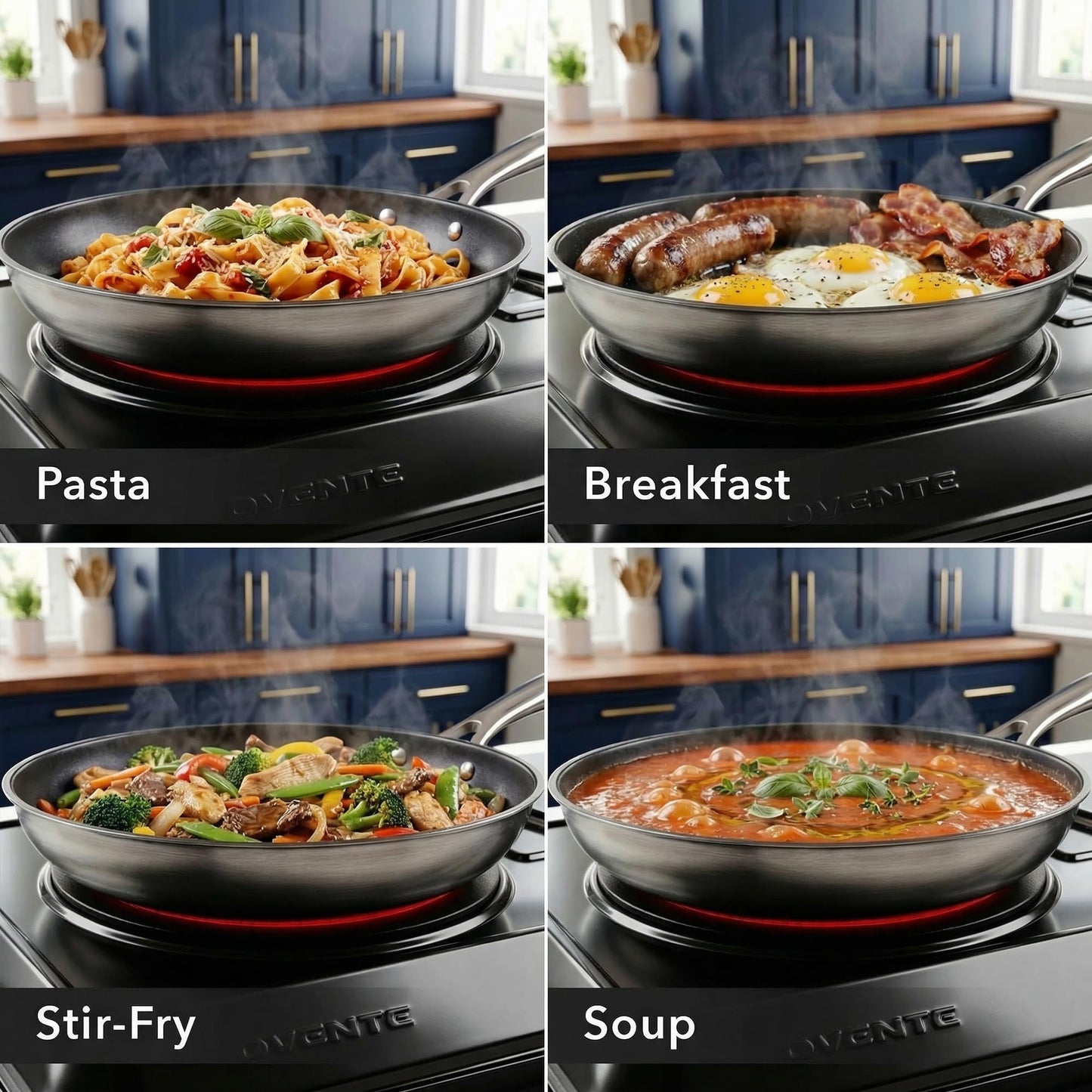 OVENTE Countertop Infrared Double Burner, 1700W Electric Hot Plate and Portable Stove with 7.75" and 6.75" Ceramic Glass Cooktop, 5 Level Temperature Setting and Easy to Clean Base, Black BGI102B