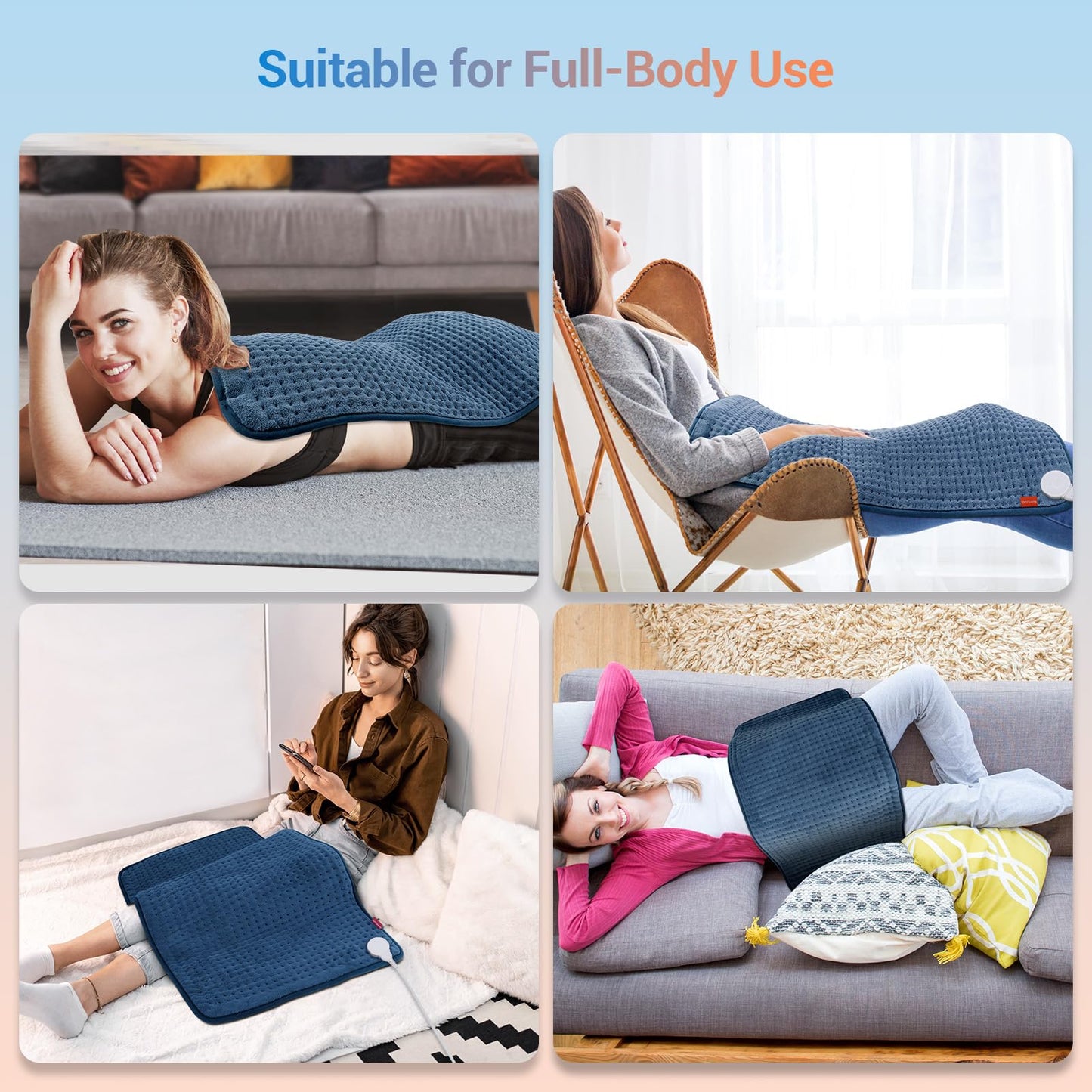 Comfytemp Extra Large Heating Pad for Back & Period, 33''x 17'' Electric Heating Pads for Neck/Shoulder, FSA Eligible Electric Throw, Mothers Day Gifts for Mom Women, Machine Washable, Auto Shut Off