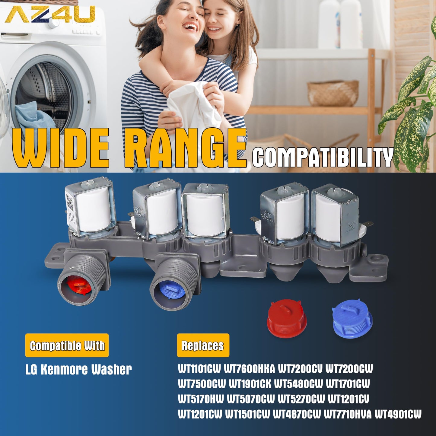 For LG WT1101CW WT7600HKA WT7200CV WT7200CW WT7500CW WT1901CK WT5480CW WT1701CW WT5170HW WT5070CW WT5270CW WT1201CV WT1201CW WT1501CW WT4870CW WT7710HVA WT4901CW Replaces Washer Water Inlet Valve