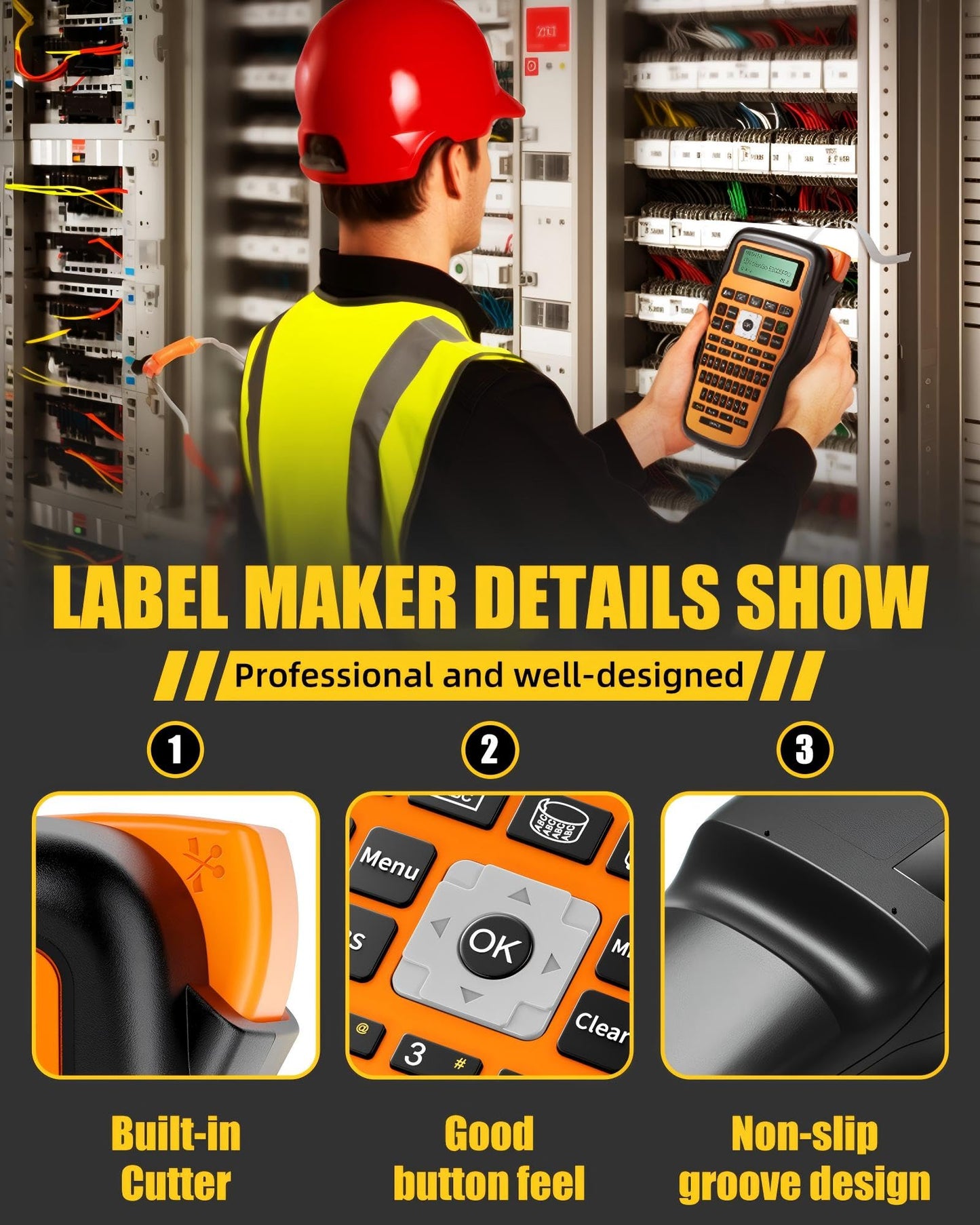 VolenGo Label Maker Machine with-Tape, Heat Shrink Label Maker Waterproof-Labels, Wire Cable label Maker, E1000 Labeler Machine with-Tape 12mm Laminated Handheld Labeling Machine for Industrial Office