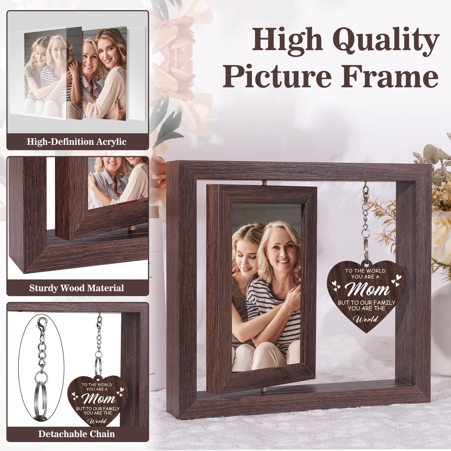 Boiveco Mothers Day Gifts for Mom from Daughter Son, New Moms and First Time Mom Gift for Mother Wife Birthday Christmas Mothers Day Picture Frame Display Two 4x6 Photos