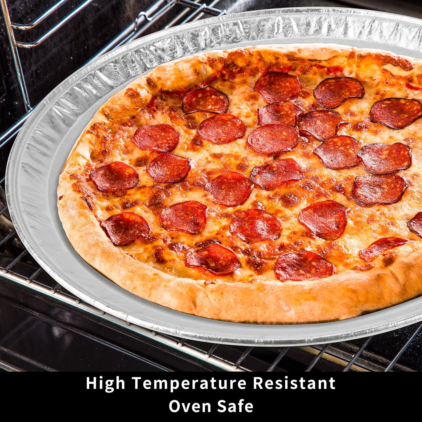 Roponan 15 Pack Serving Platters 16”, Large Disposable Aluminium Foil Serving Trays for Parties, Silver Embossed Foil Serving Dishes/Plates for Vegetable, Fruit, Slices of Cake, Cookies