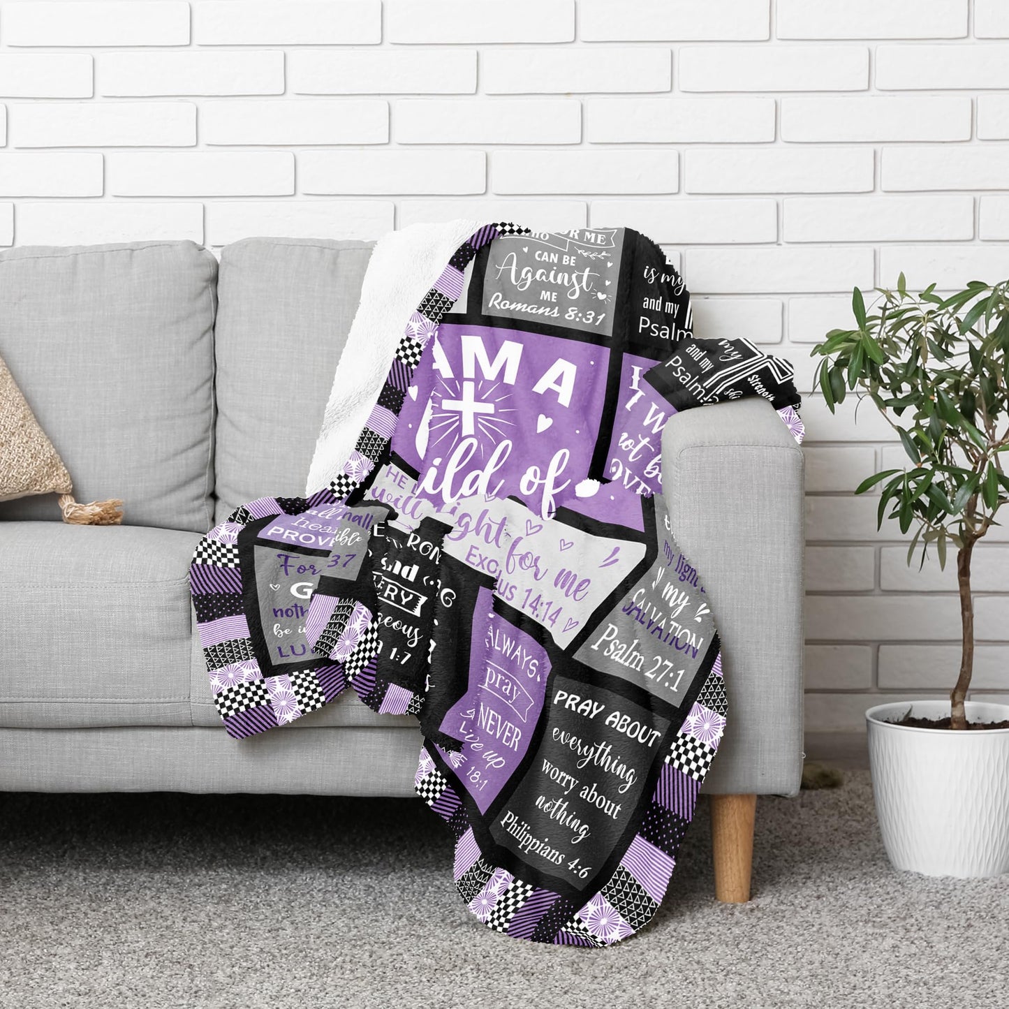 CUJUYO Christian Gifts for Women Blanket 60"x50" - Inspirational Religious Birthday Gifts - Baptism Confirmation Gifts for Girls - Catholic Spiritual Gifts for Women - Bible Verse Christian Blankets