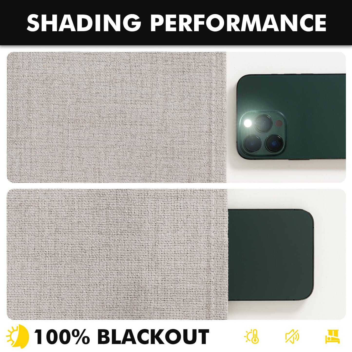 MIULEE 90 Inch Long 100% Blackout Linen Curtains for Bedroom, Ivory Solid Luxury Decor Thermal Insulation Room Darkening Drapes for Living Room Nursery Back Tab Rod Pocket 42 x 90 Inches, 2 Panels