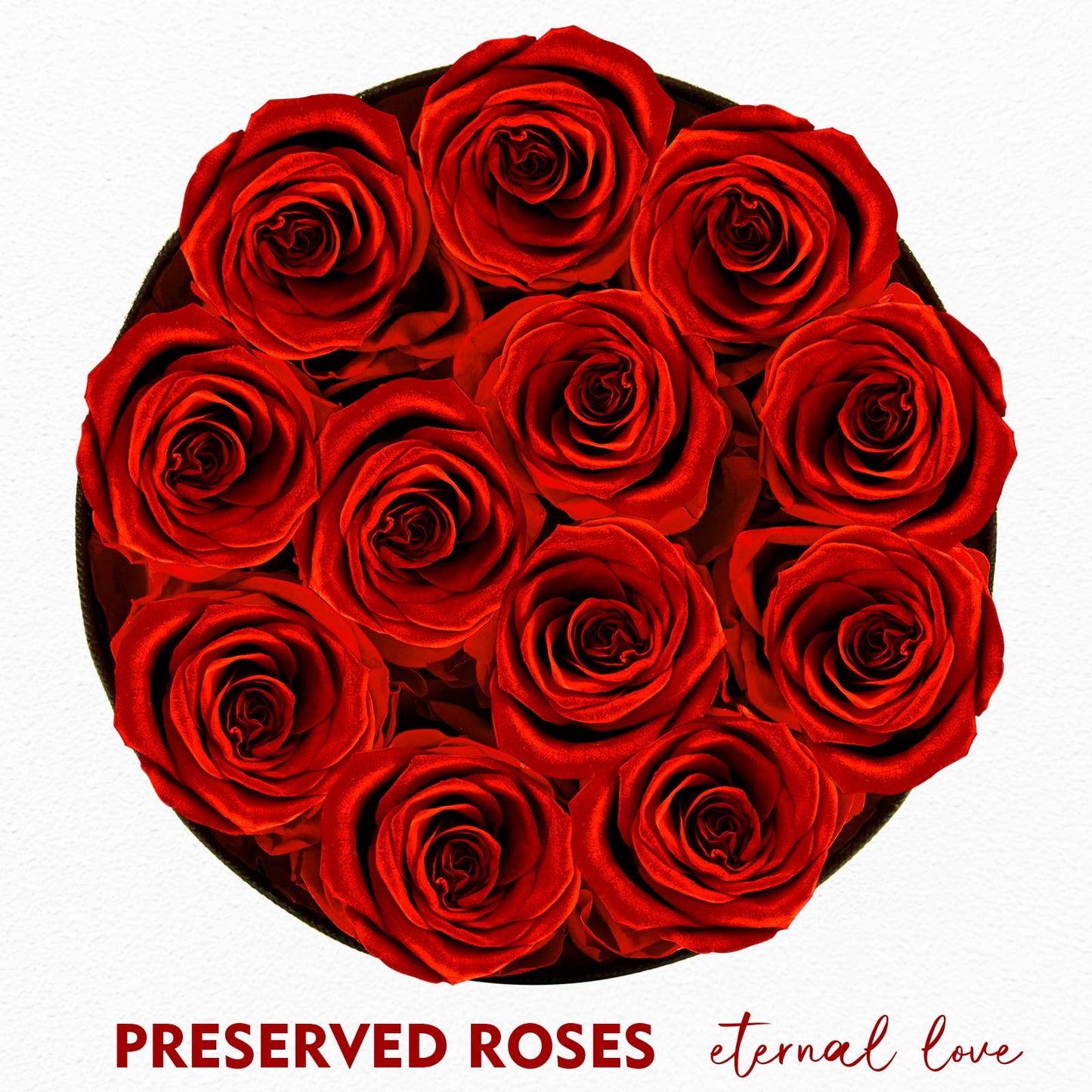 Impouo Forever Flowers,12 Red Roses in A Box, Real Preserved Roses, Birthday Gift for Women, Mother's Day, Anniversary Day- Red Roses
