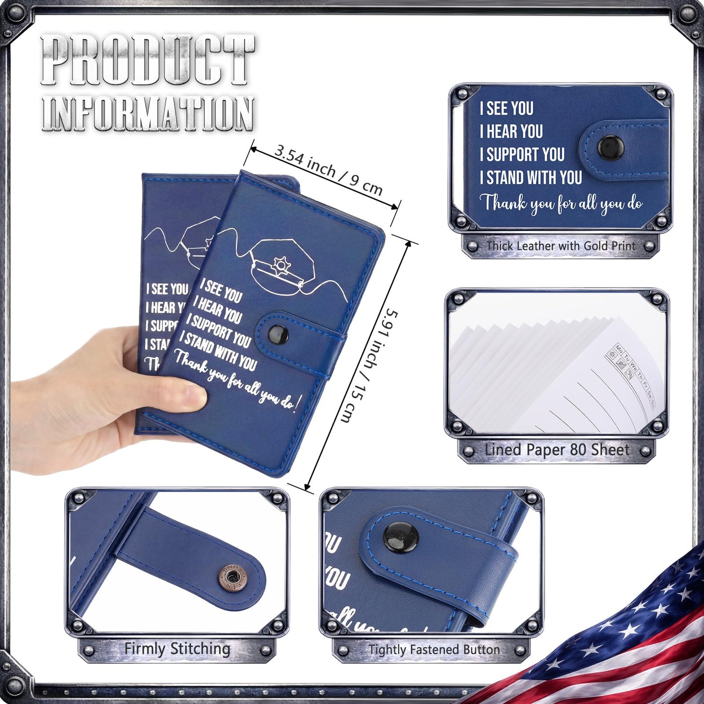 Resurhang 20 Sets Police Officer Gifts Bulk Pocket Leather Notebooks with Ballpoint Pens Thank You Gift for Policeman Retirement Law Enforcement Police Academy Graduation Cop Fathers Day
