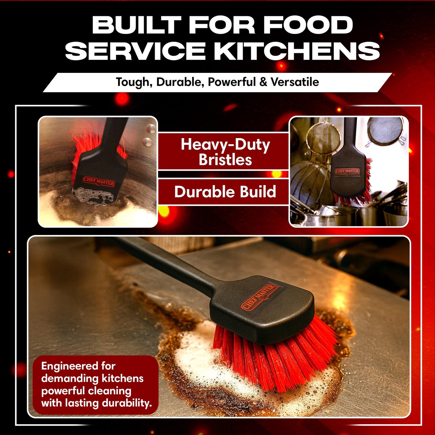 20" Deep Fryer Cleaning Brush by FryOilSaver Co., Up to 425F High Heat Resistant Pot Cleaning Brush for Kitchen Deep Fryers, Griddle, Grills, Ovens & Waffle Maker for Food Service & Restaurant - 90049