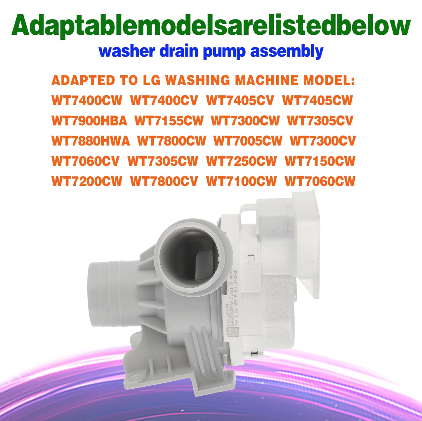 Upgraded AHA75673404 AHA75673402 Washer Drain Pump Assembly for LG Washing Machine Drain Pump Replace AP6978814 PS12748410 WT7405CW WT7250CW WT7405CW 2 Year Guarantee