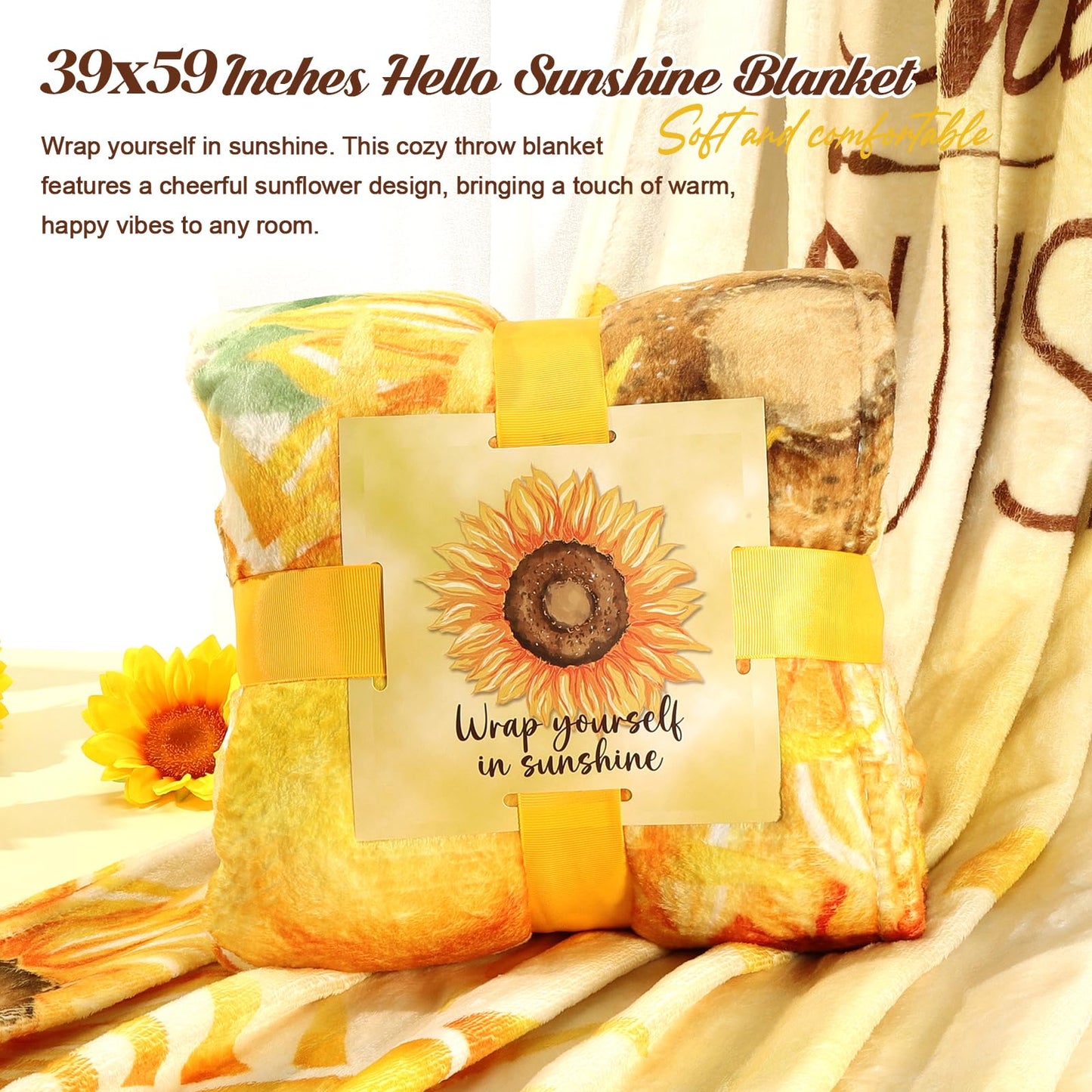 Sunflower Gifts Tote Bag Gift Set for Womens Self Care Gift - Birthday Gifts Box for Women Mom Wife Sister Daughter Friend Coworker, Sunflower Gifts Basket Sunshine Box Care Package for Women Her
