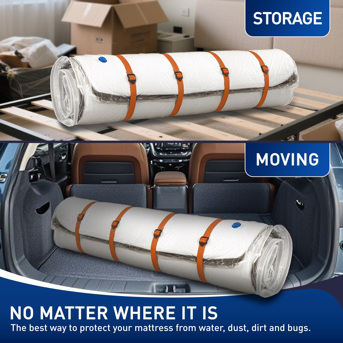 LVYSHOW Mattress Vacuum Storage Bag for Memory Foam, Latex and Hybrid Mattress, Easy Moving and Storage (Full/Queen Size)