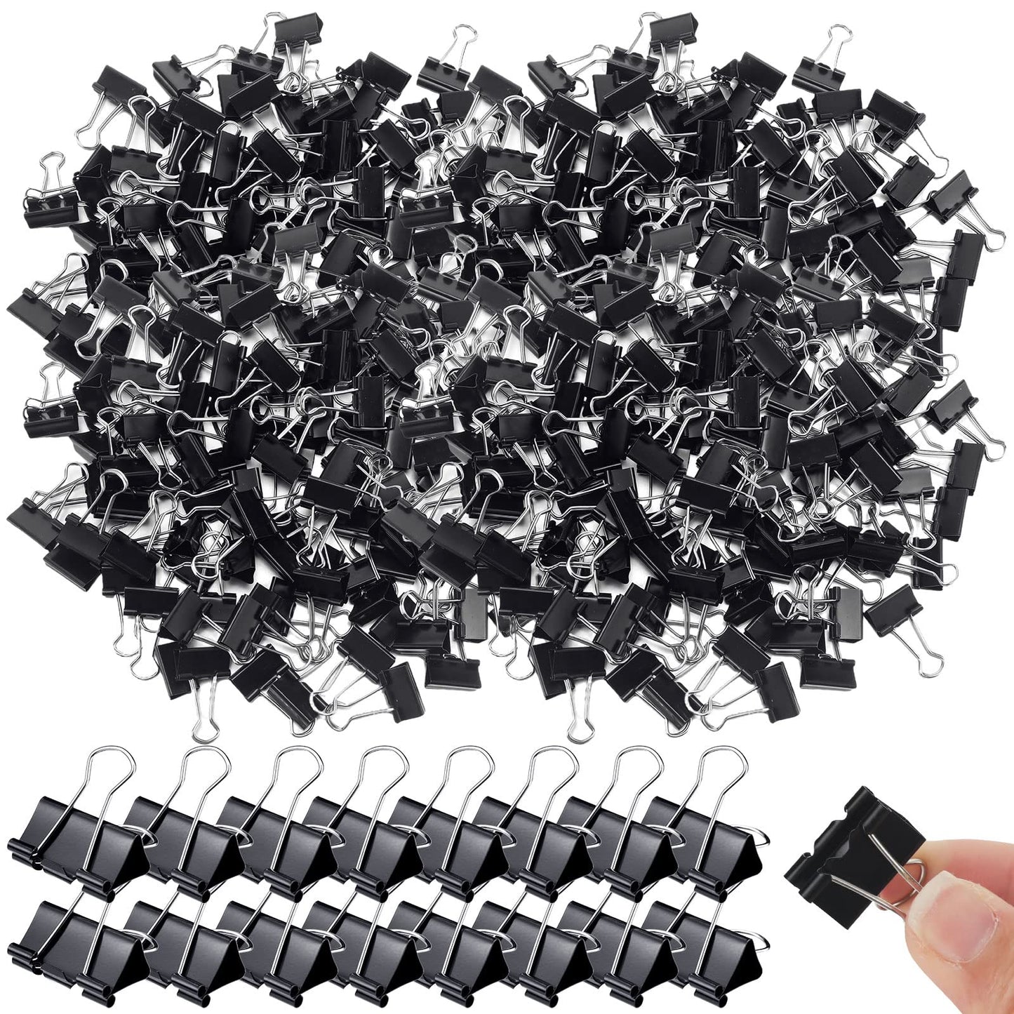 Yexiya 1000 Pcs Binder Clips Bulk Assorted Sizes Black Paper Clips Small Binder Clips Office Clips Bulk Mini Paper Clamps Multi Sizes for School Teachers Office Supplies (0.75 Inch)