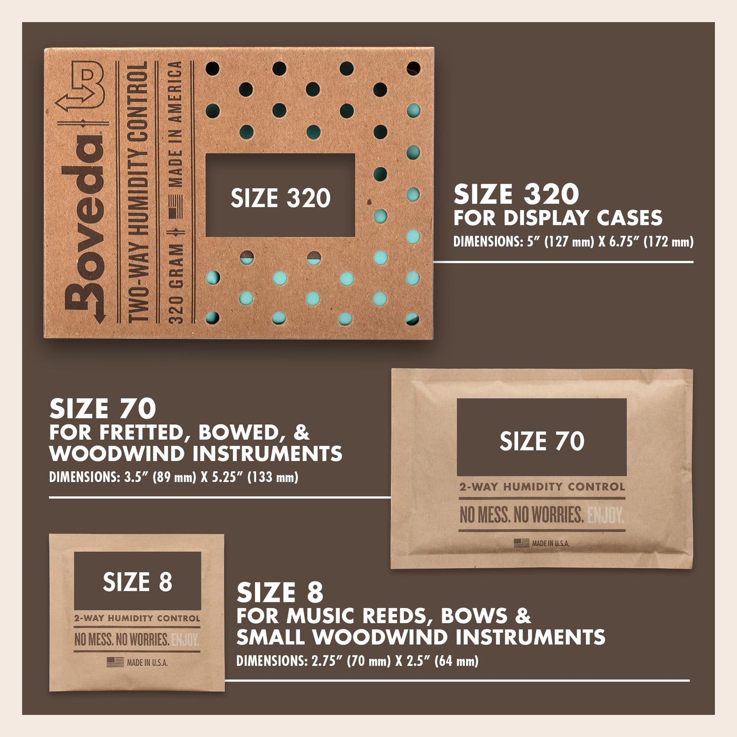 Boveda 49% Two-Way Humidity Control Packs for Wooden Instruments – 12-Pack – Standard Size – Prevents Warping & Cracking – Humidifier Packs for Instrument Cases