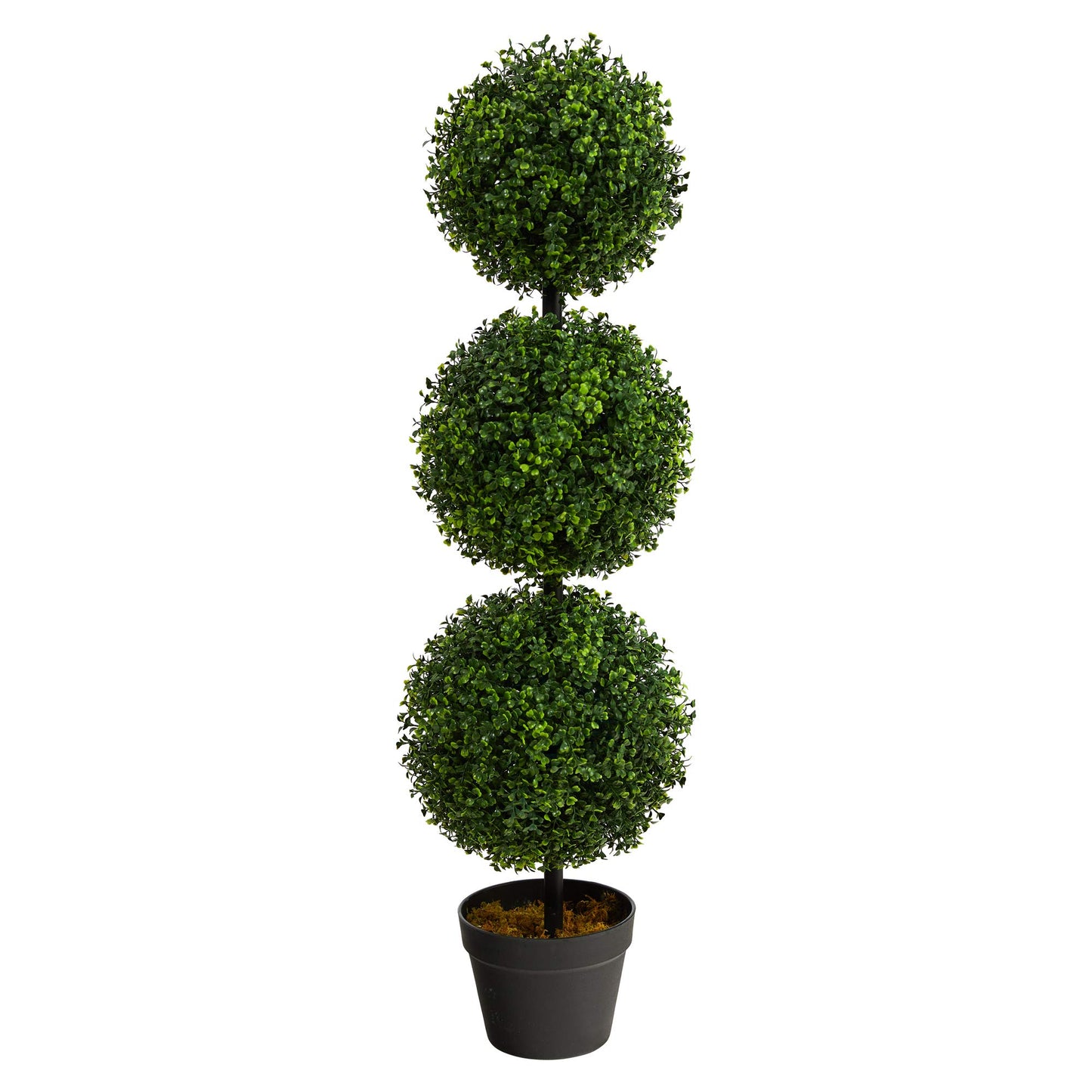 Nearly Natural 36in Artificial Triple Ball Boxwood Topiary Tree - Indoor Outdoor Realistic Faux Greenery for Home Patio Office Decor, Low Maintenance