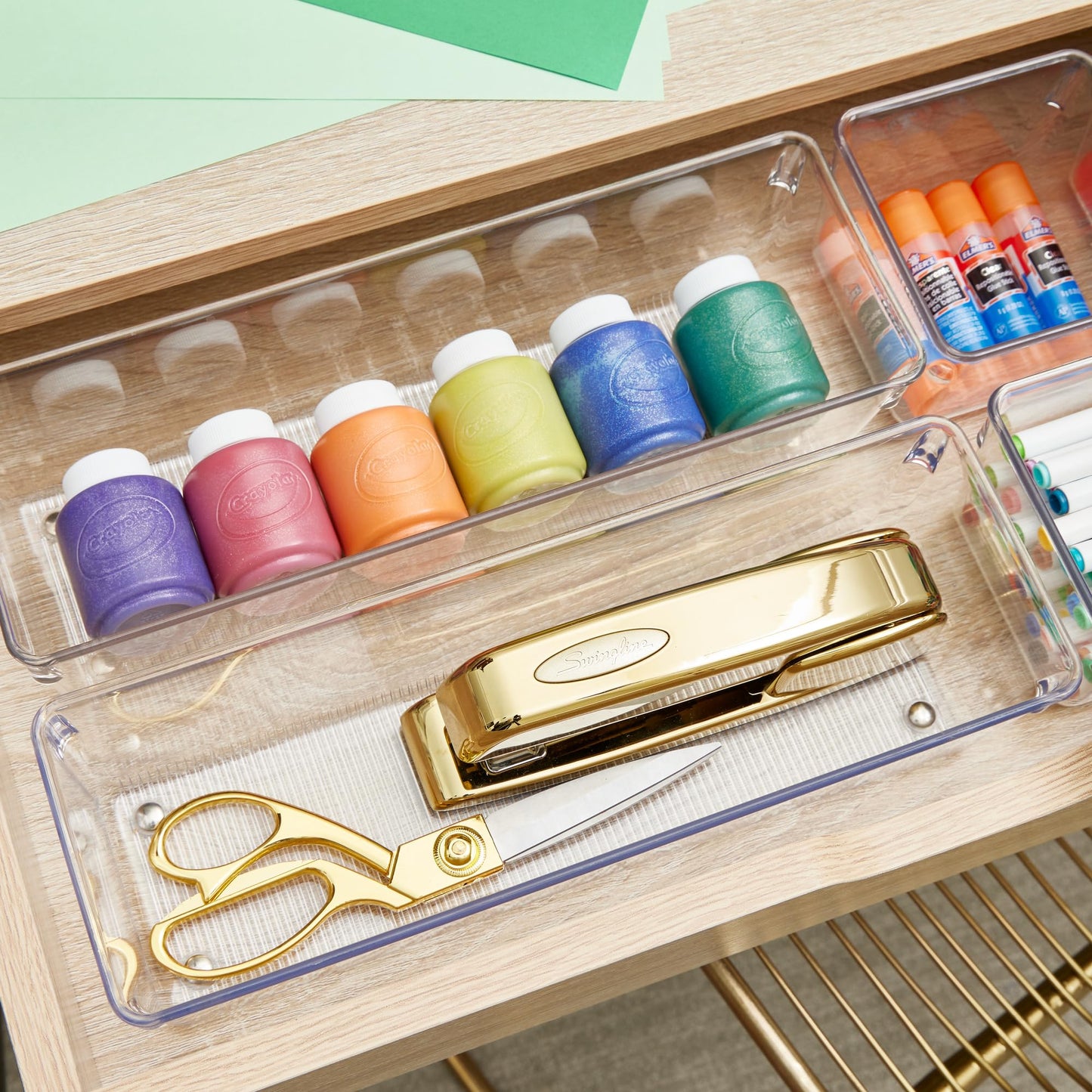 iDesign Plastic Drawer Organizer Bins - Storage for Kitchen, Bathroom, and Desk Drawers - Set of 6 - Clear