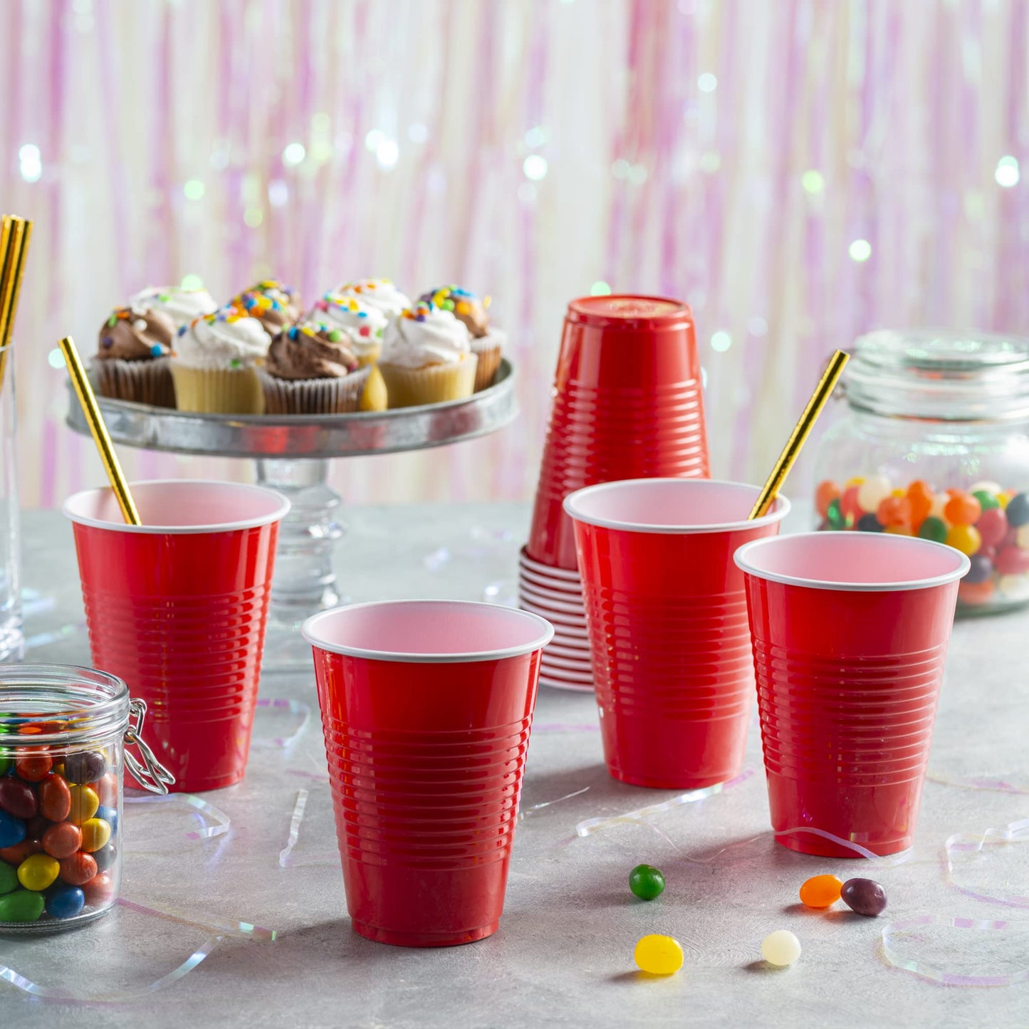 GUSTO [16 oz. - 240 Count Disposable Plastic Red Cups, Party Drinking Cups for Events and Everyday Use (Formerly Comfy Package)