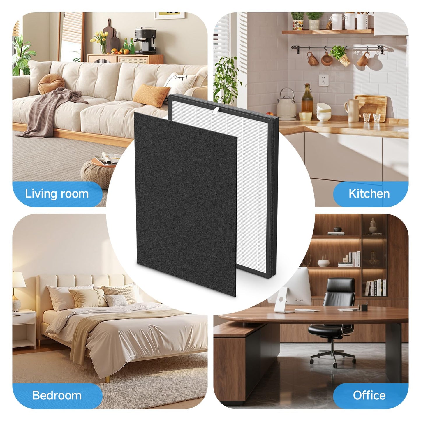 IC-4524 Replacement Filter Compatible with InvisiClean Claro Air Purifier IC-4524, for Home Large Room, Bedroom, True HEPA Replacement Filter with Pre-Filter, 2 Pack