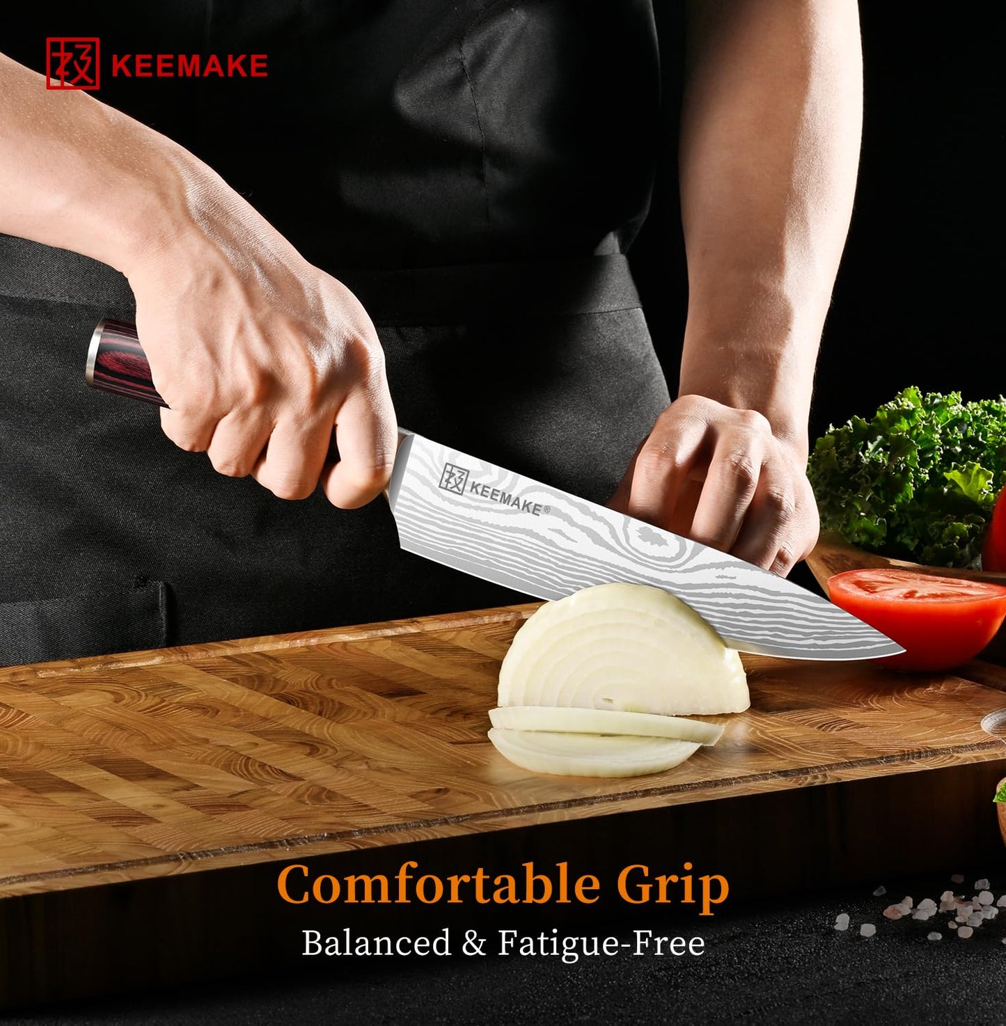KEEMAKE Chef Knife - 8 Inch High Carbon Stainless Steel Kitchen Knife with Ergonomic Handle, Professional Kitchen Gadgets with Gift Box for Men and Women, Father Day Gifts