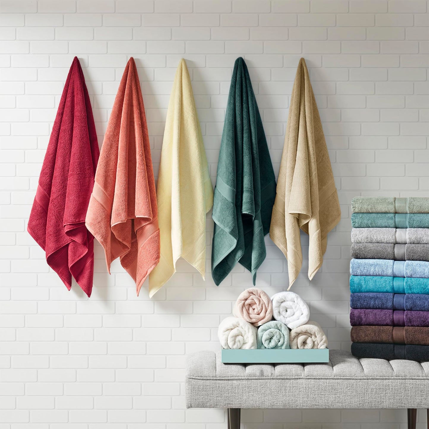Madison Park 800GSM Bathroom Towel Set of 8 100% Cotton Bath Towel Set for Bathroom Luxurious Highly Absorbent 2 Bath Towels 2 Hand Towels 4 Washcloths Quick Dry Spa Quality Light Blue
