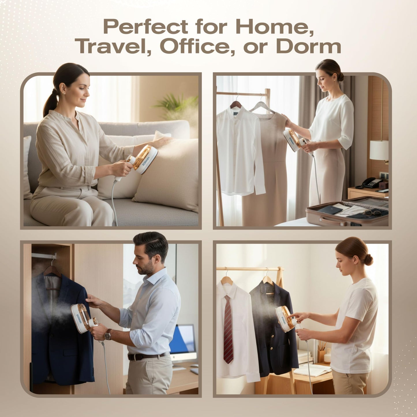 ECSteam Steamer for Clothes & Iron 2 in 1, Portable Clothes Steamer Handheld & Travel Steam Iron for Clothes, 1200W 20s Fast Heat-Up, Foldable Design, 180ml Tank, 23 Min Steam, 120V Wrinkle Remover