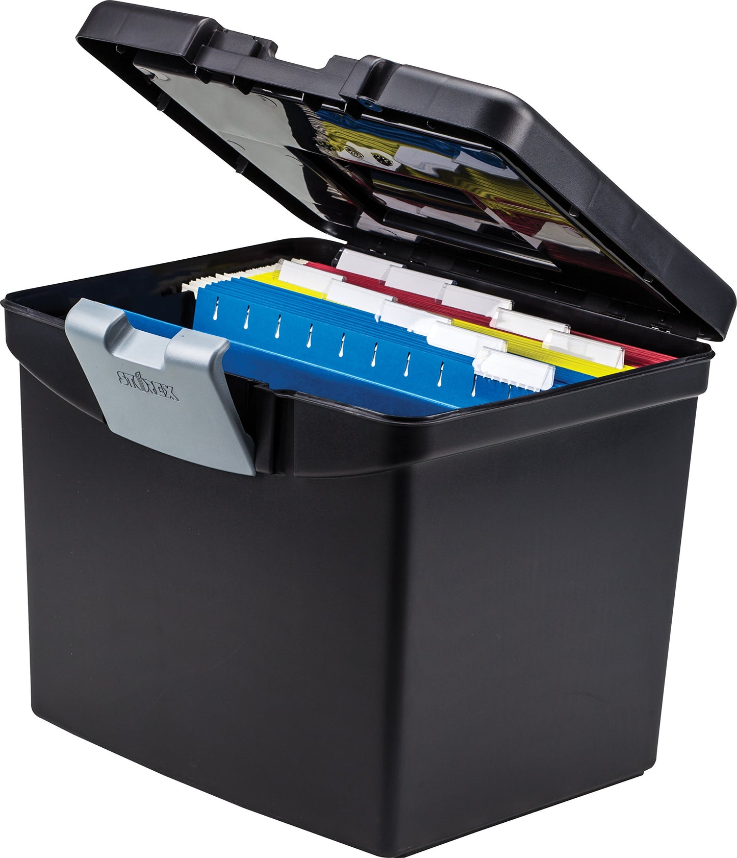 Storex File Storage Box with XL Storage Lid, Black, 2-Pack