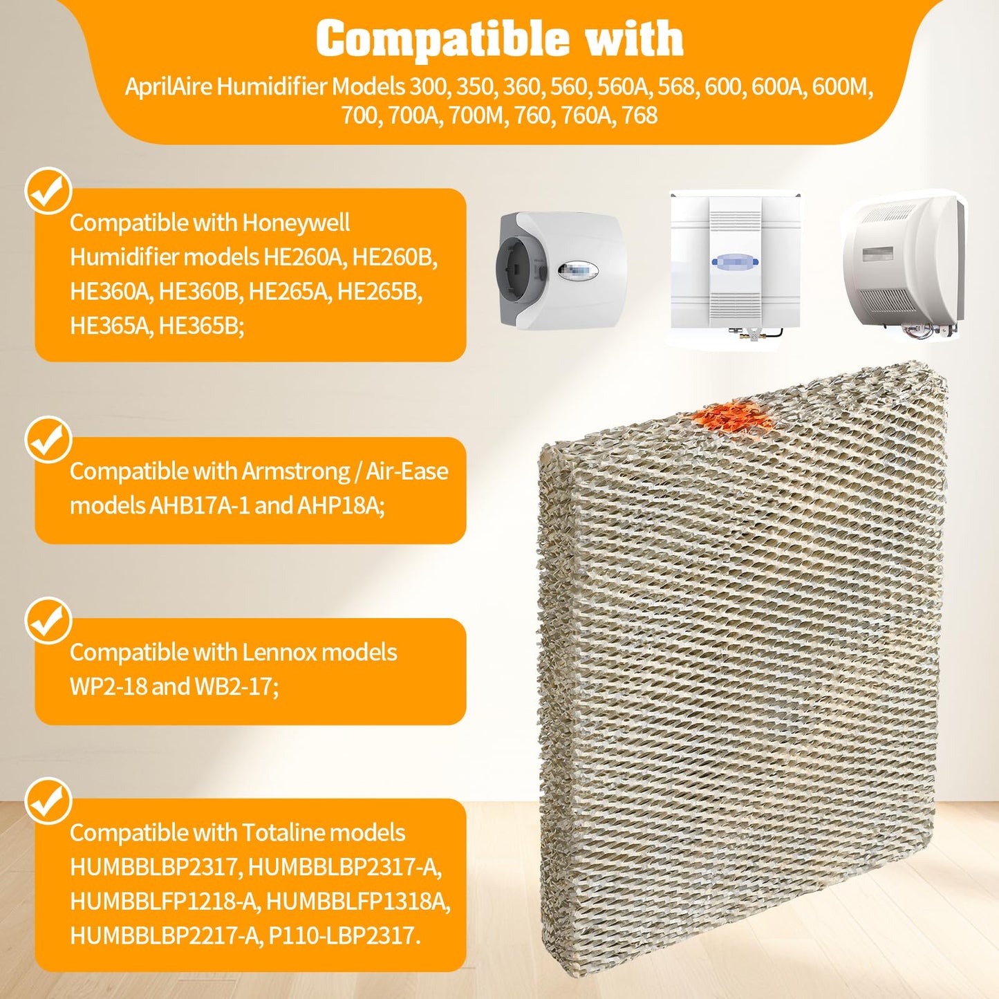 4Pack 35 Water Panel Humidifier Replacement Filter Made of Aluminum Mesh Compatible with AprilAire Whole-House Humidifier Models 300 350 360 560 560A 568 600 600A 600M 700 700A 700M 760 760A 768