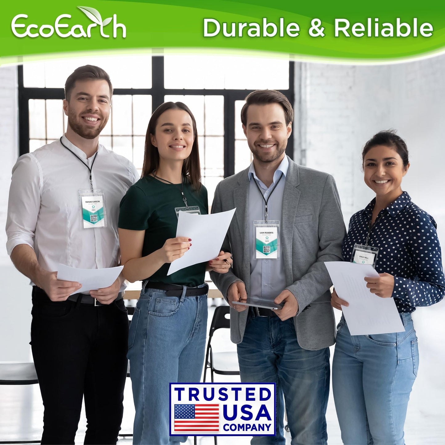 EcoEarth Passport & Identification Card Holders with Soft Edge (Clear, 4x6 Inch, 250 Pack), Extra Large Vertical ID Holder, Zipperless Plastic Name Badge Holders