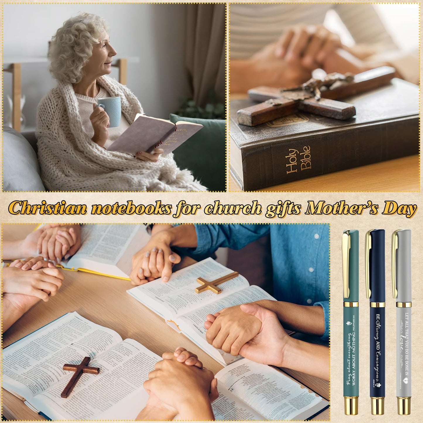 Fulmoon 20 Pcs Christian Notebooks and Inspirational Pens Bible Verse Prayer Journal Religious Scripture Gifts A5 Leather Notebooks Christian Gift for Student Men Women Church Group Pastor