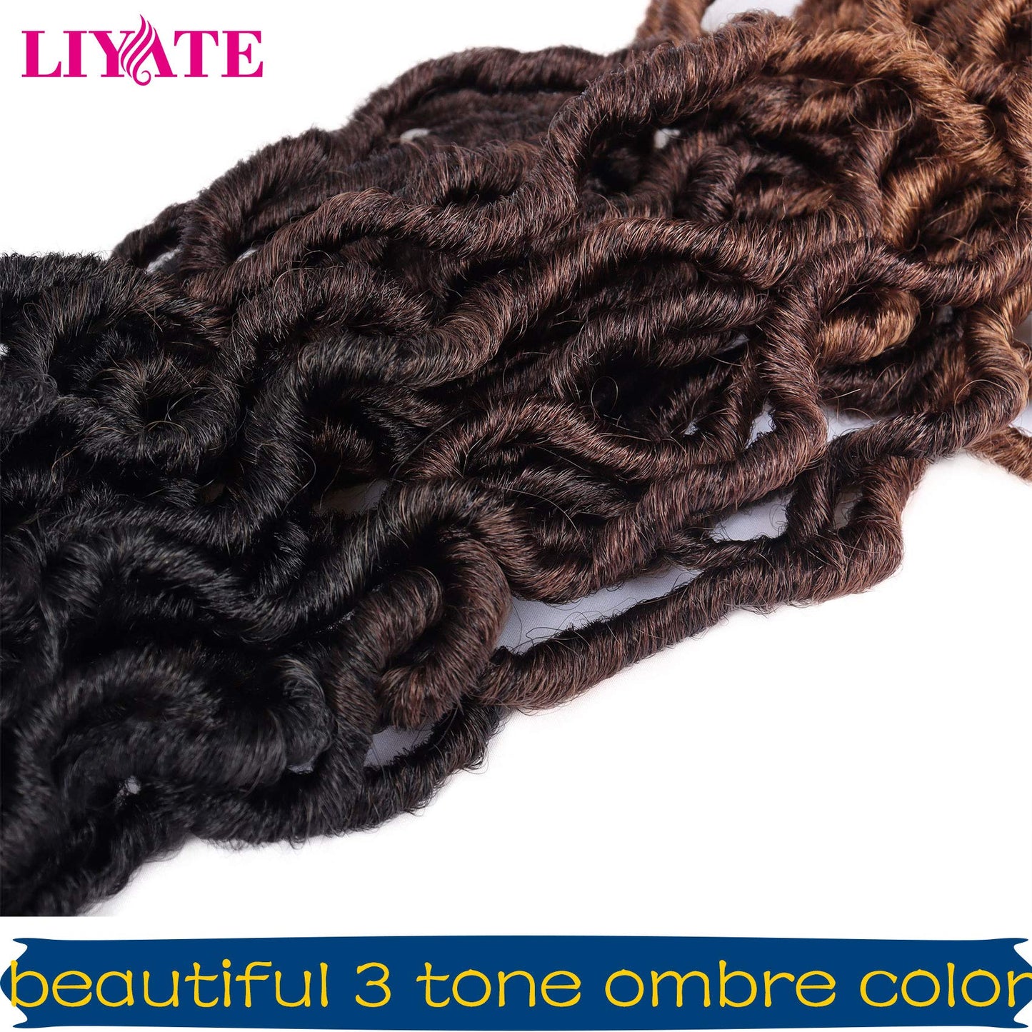 14 Inch Goddess Faux locs Crochet Hair 6 Packs/Lot Soft Gypsy Locs Wavy Crochet Braids Dreadlocks 3 Tone Curly Wavy Twist Braiding Hair Extensions African Roots Braid（#1B/4/30)