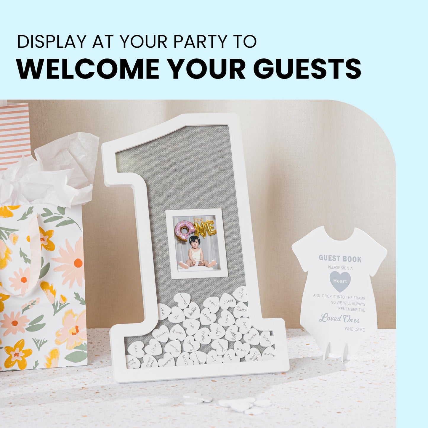 Great Lakes Memories GLM Adorable First Birthday Decorations - Guest Book Alternative for a 1st Birthday Celebration, 1st Birthday Boy or Baby Girl 1st Birthday Decorations
